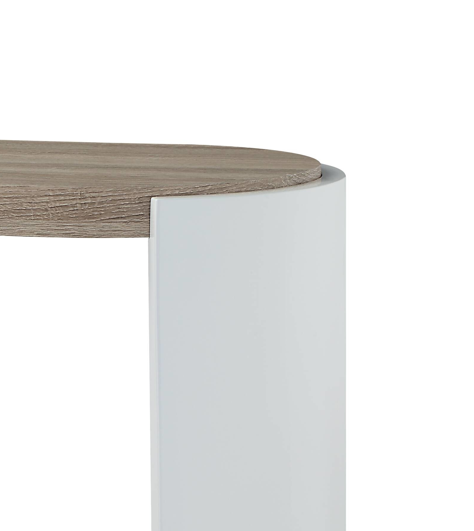 Oak and White High Gloss Sofa Table with Bottom Shelf