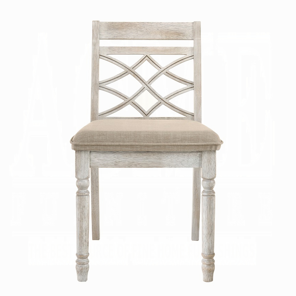 Tan and Antique White Padded Side Chair (Set of 2)