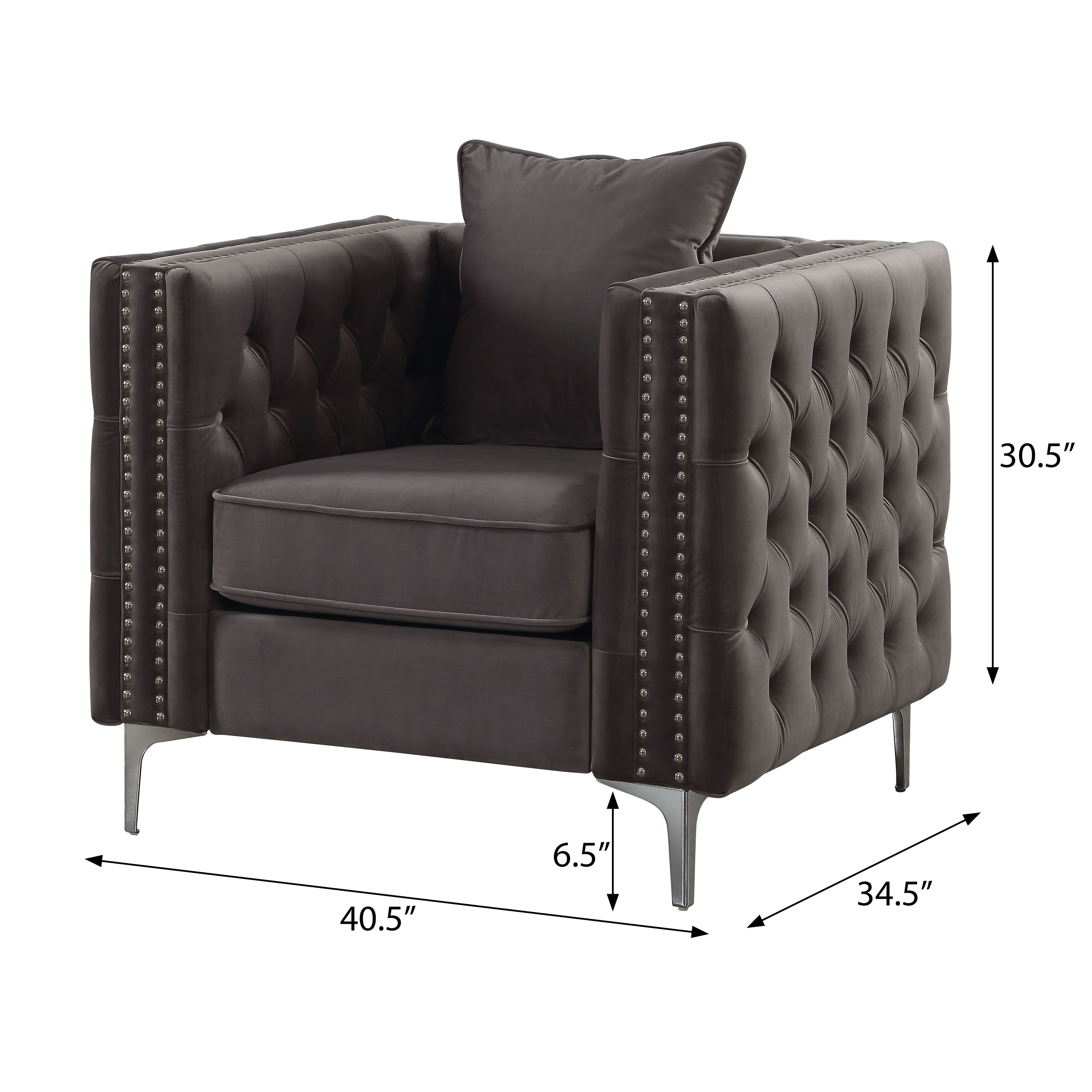 Dark Grey Tufted Pillow Back Accent Chair