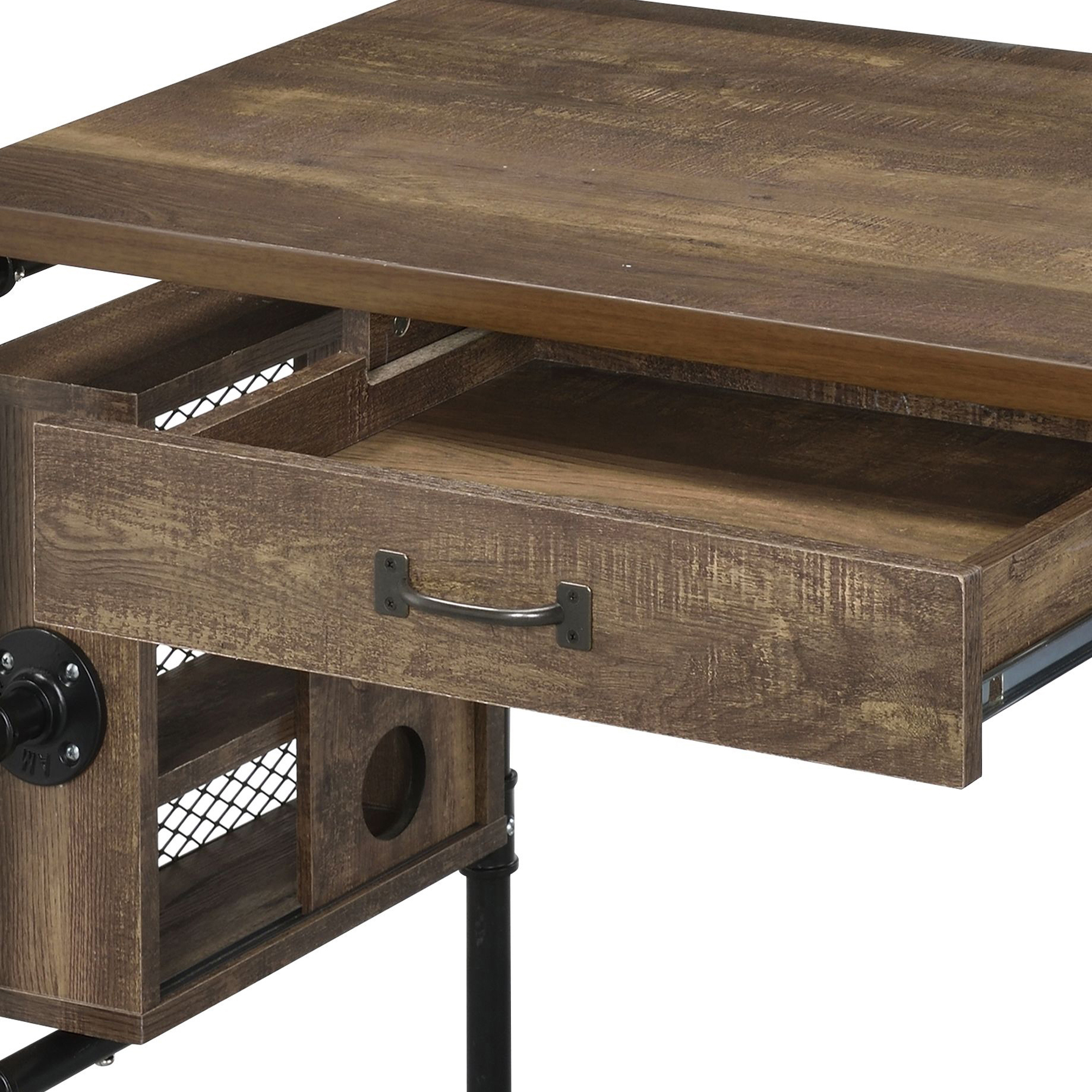 Weathered Oak and Black 1-drawer Writing Desk