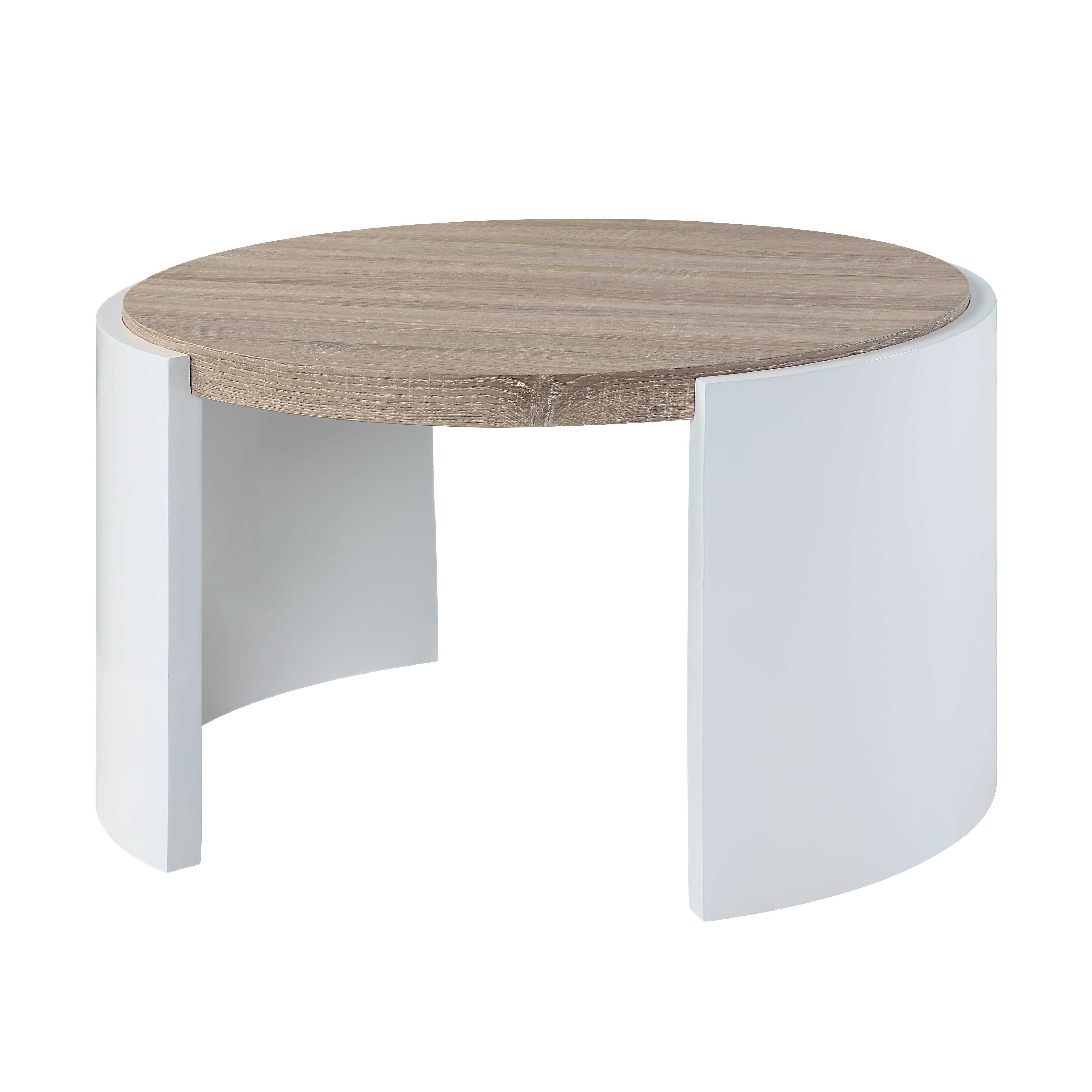 Oak and White High Gloss 1-Drawer Coffee Table