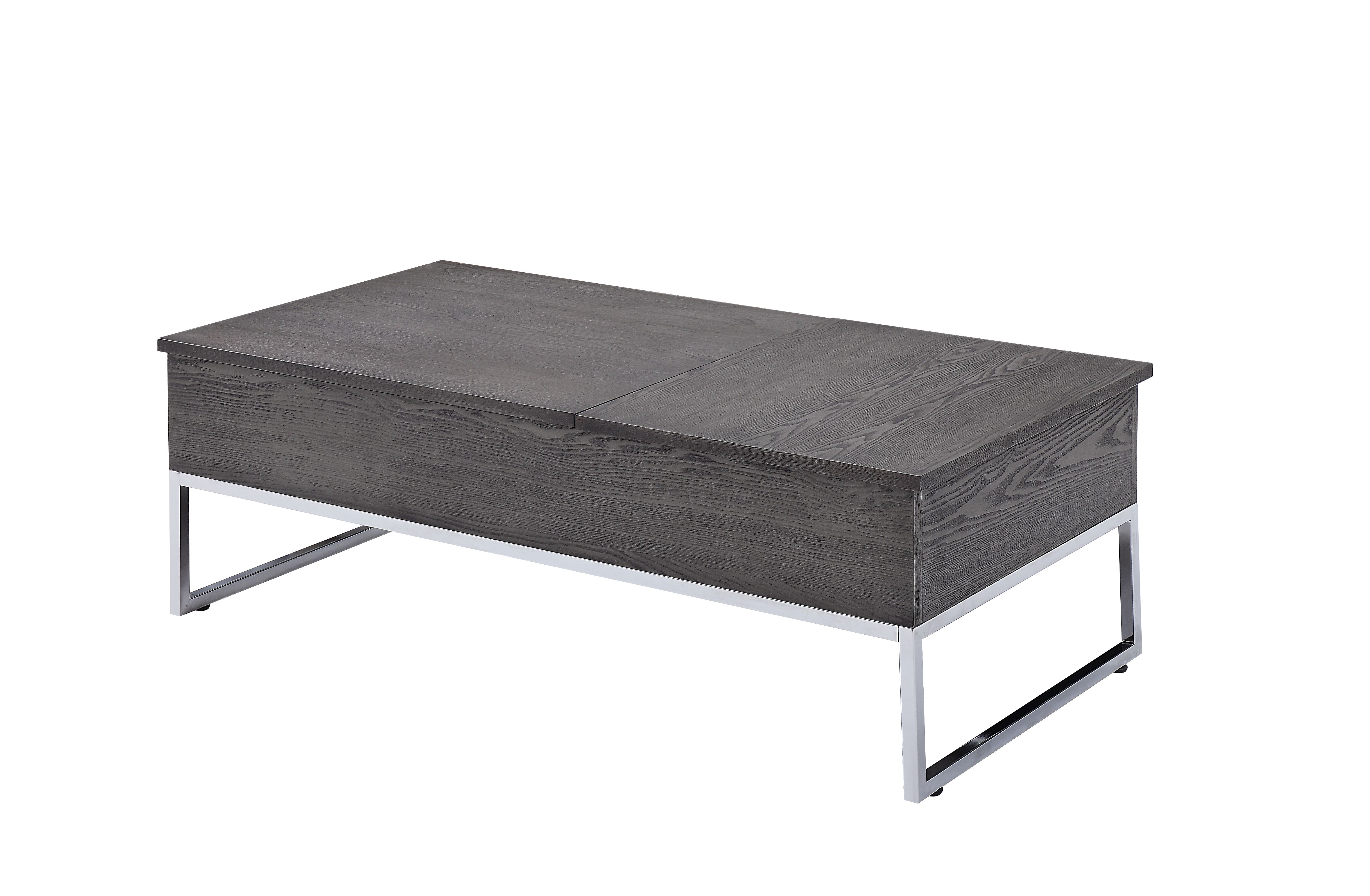 Grey Oak and Chrome Coffee Table with Lift Top