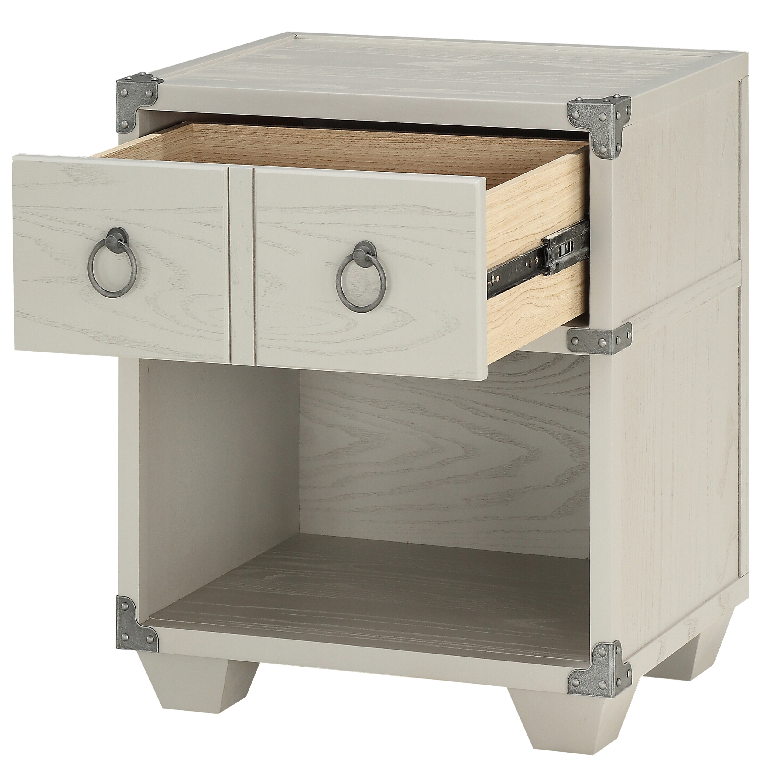 Grey 1-drawer Nightstand