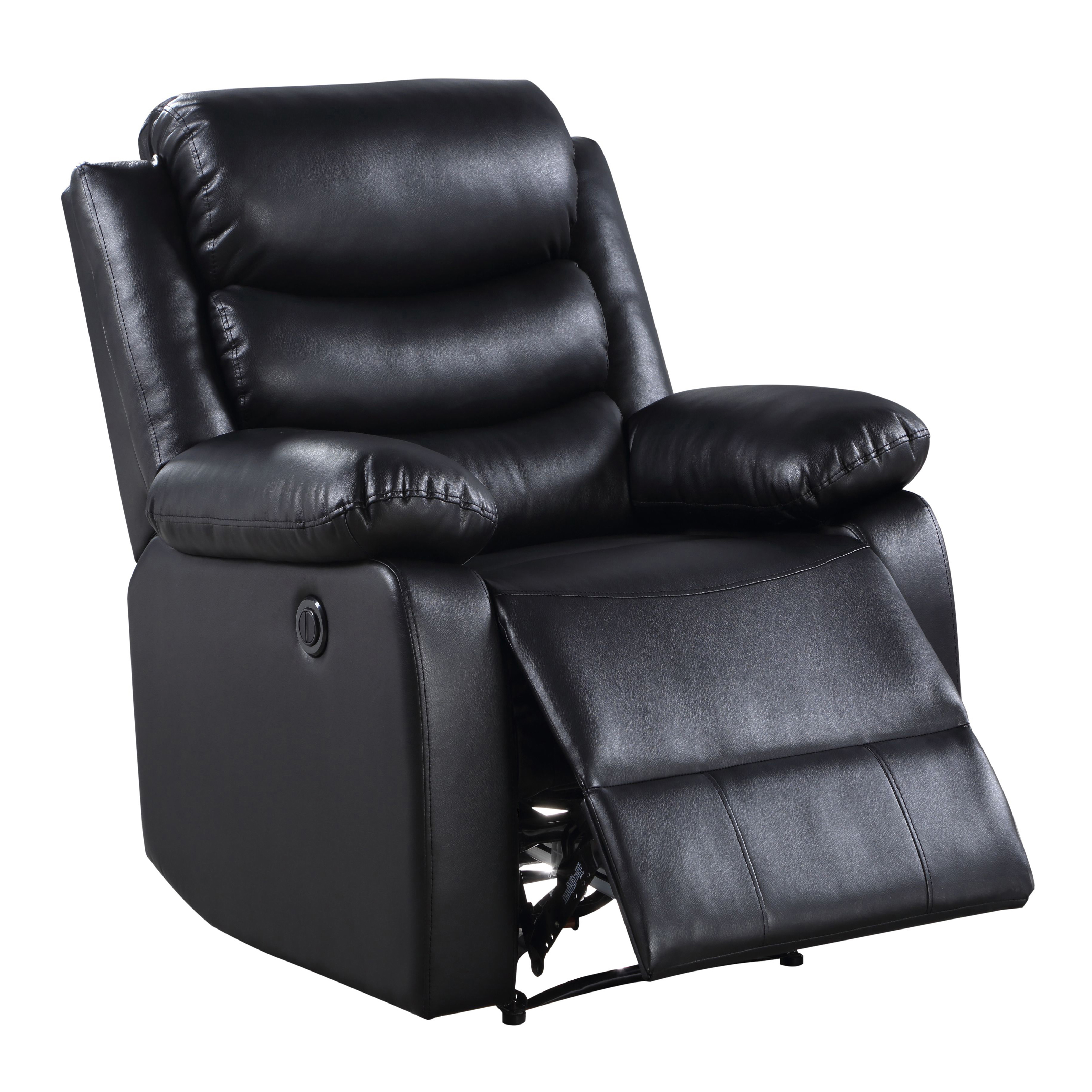 Black Power Recliner with Pillow Top Arms