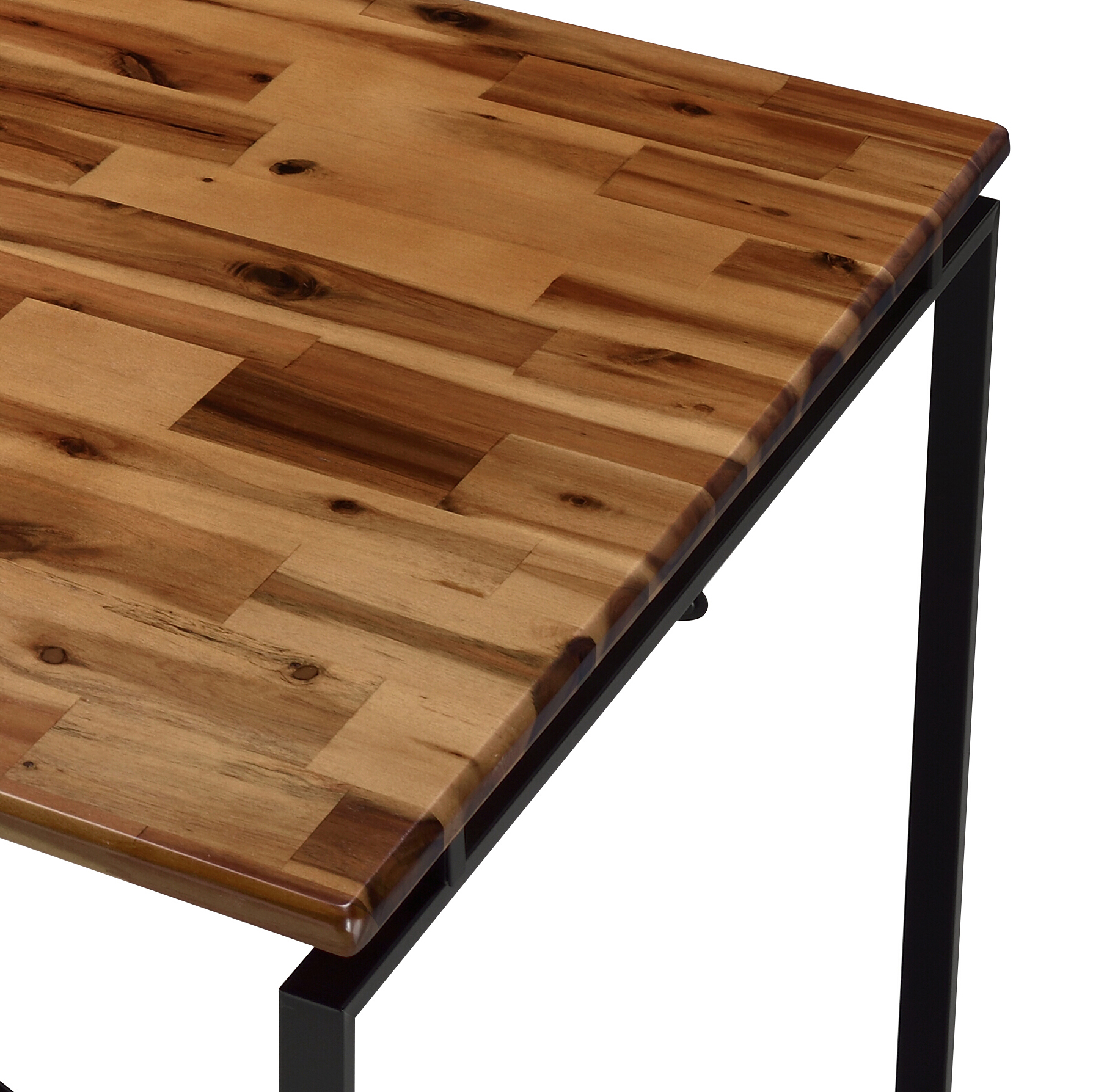 Oak and Black Dining Table with Metal Sled Base