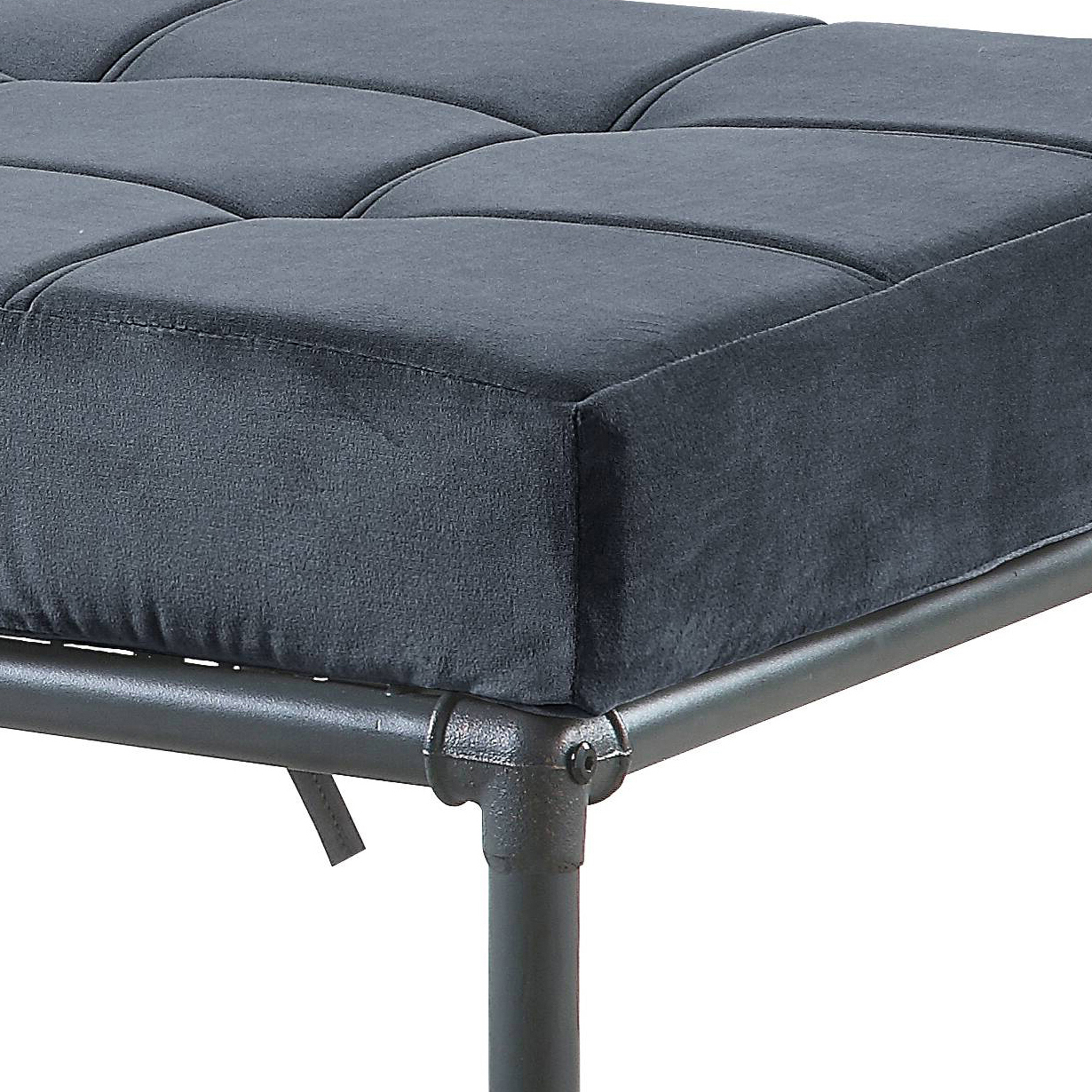 Grey and Sandy Grey Tufted Bench