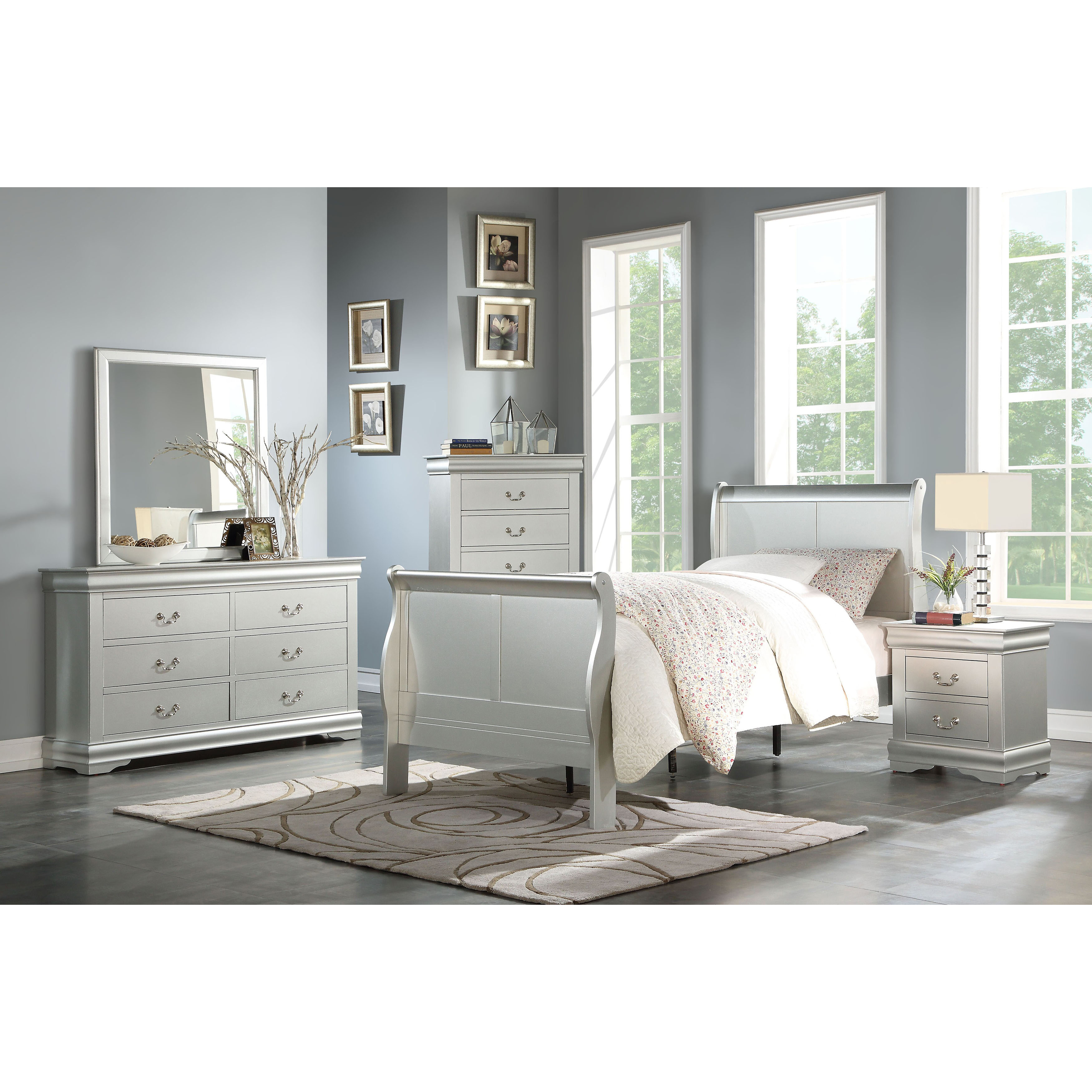 Platinum Twin Sleigh Bed