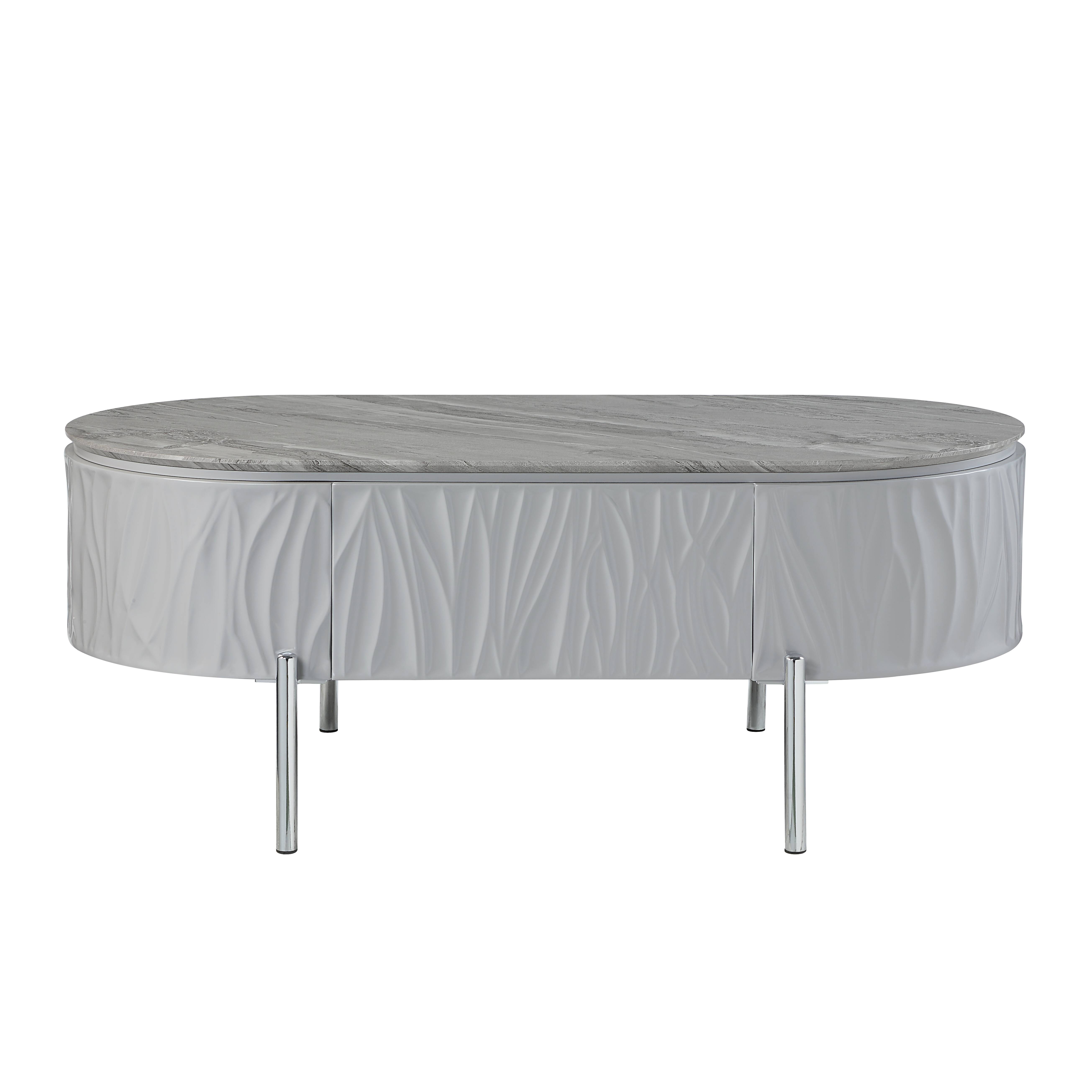 Grey High Gloss and Chrome Coffee Table