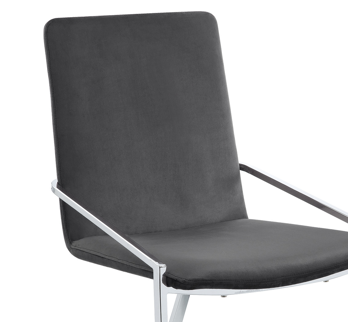 Grey and Chrome Side Chair with Metal Base (Set of 2)