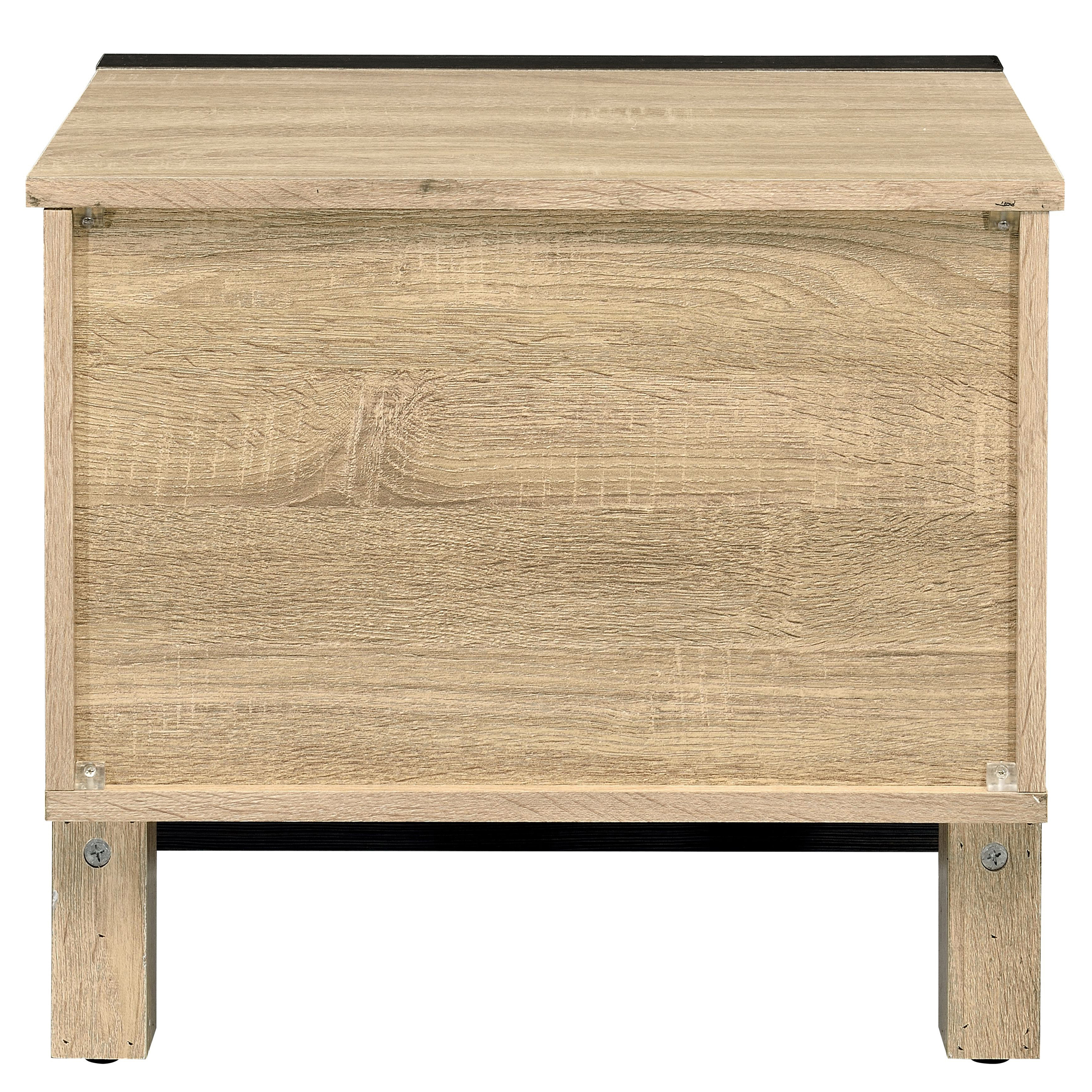 Oak and Black 2-drawer Nightstand