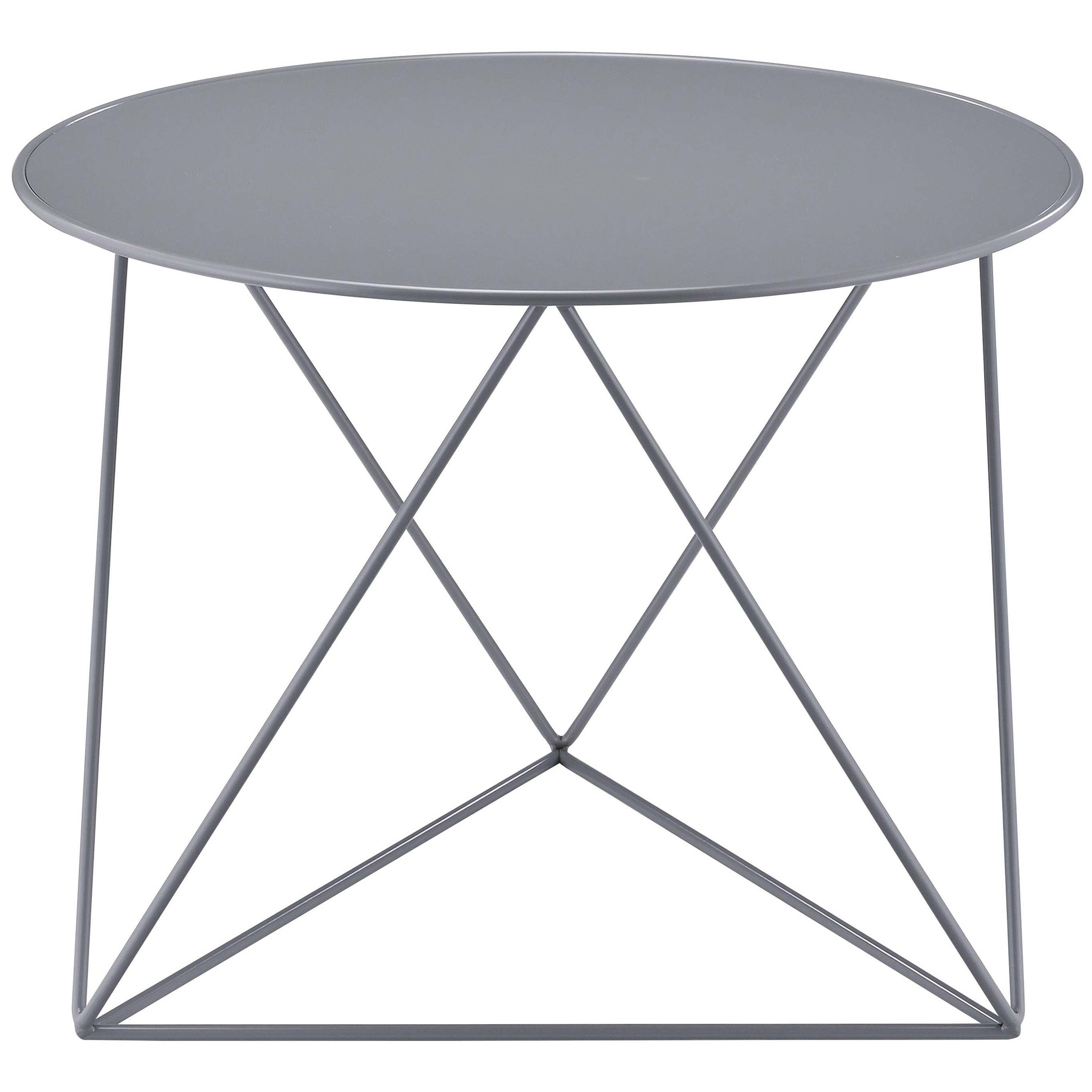 Grey Geometric Metal Base Accent Table