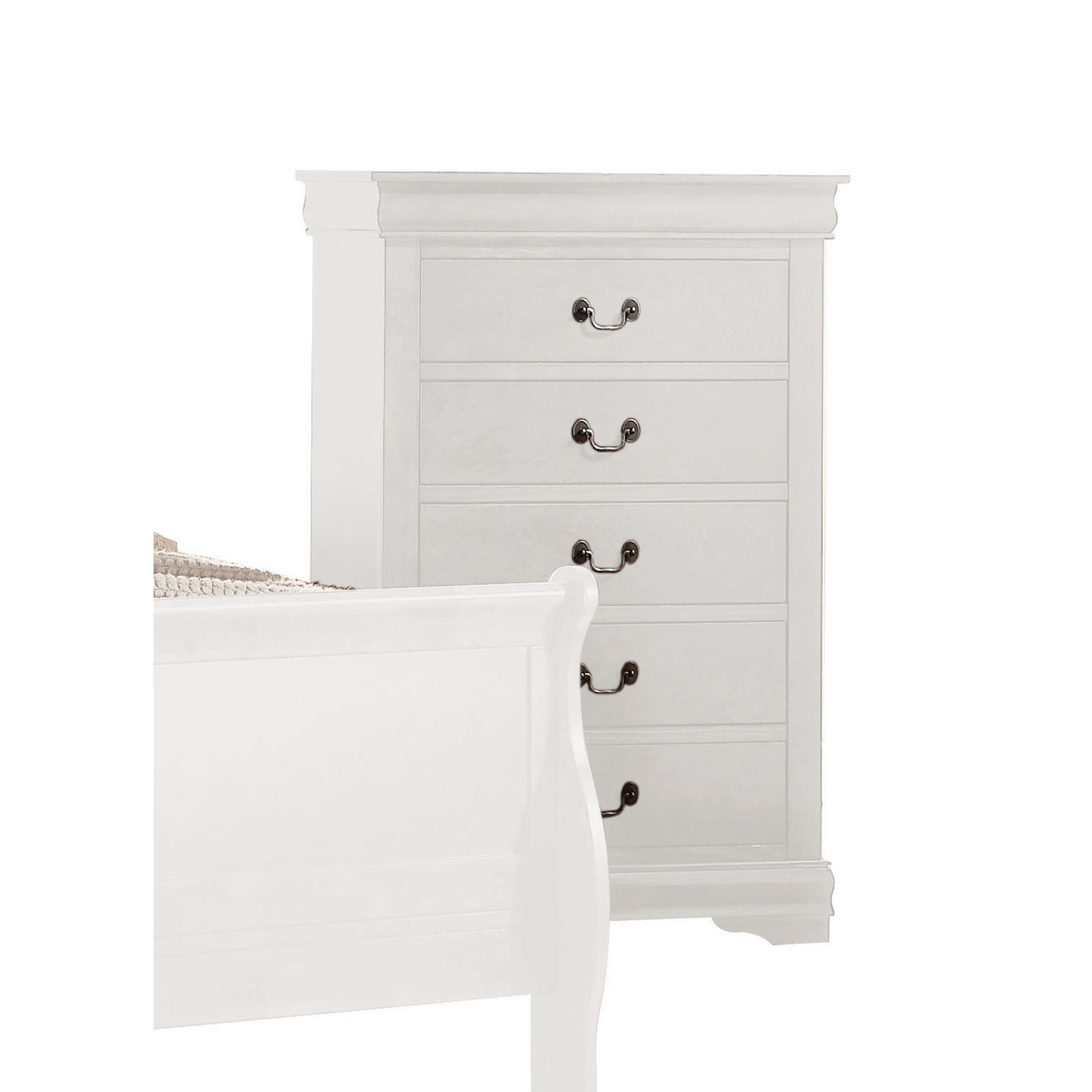 White 5-Drawer Chest with Metal Handles