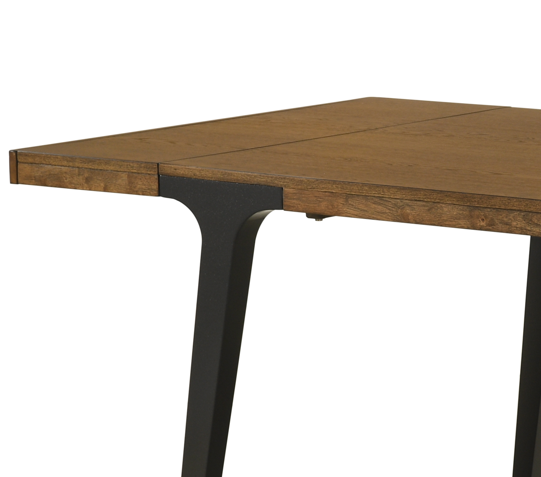 Walnut and Black Extendable Dining Table with 2 Leaf