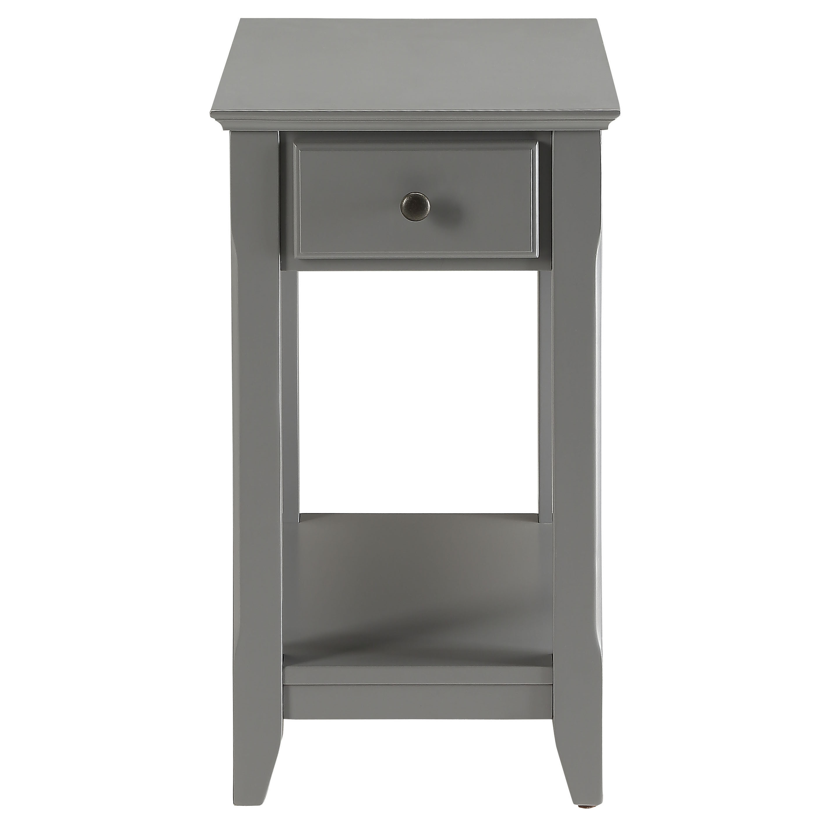 Grey Accent Table with Bottom Shelf