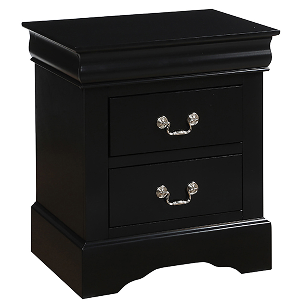 Black 2-Drawer Nightstand