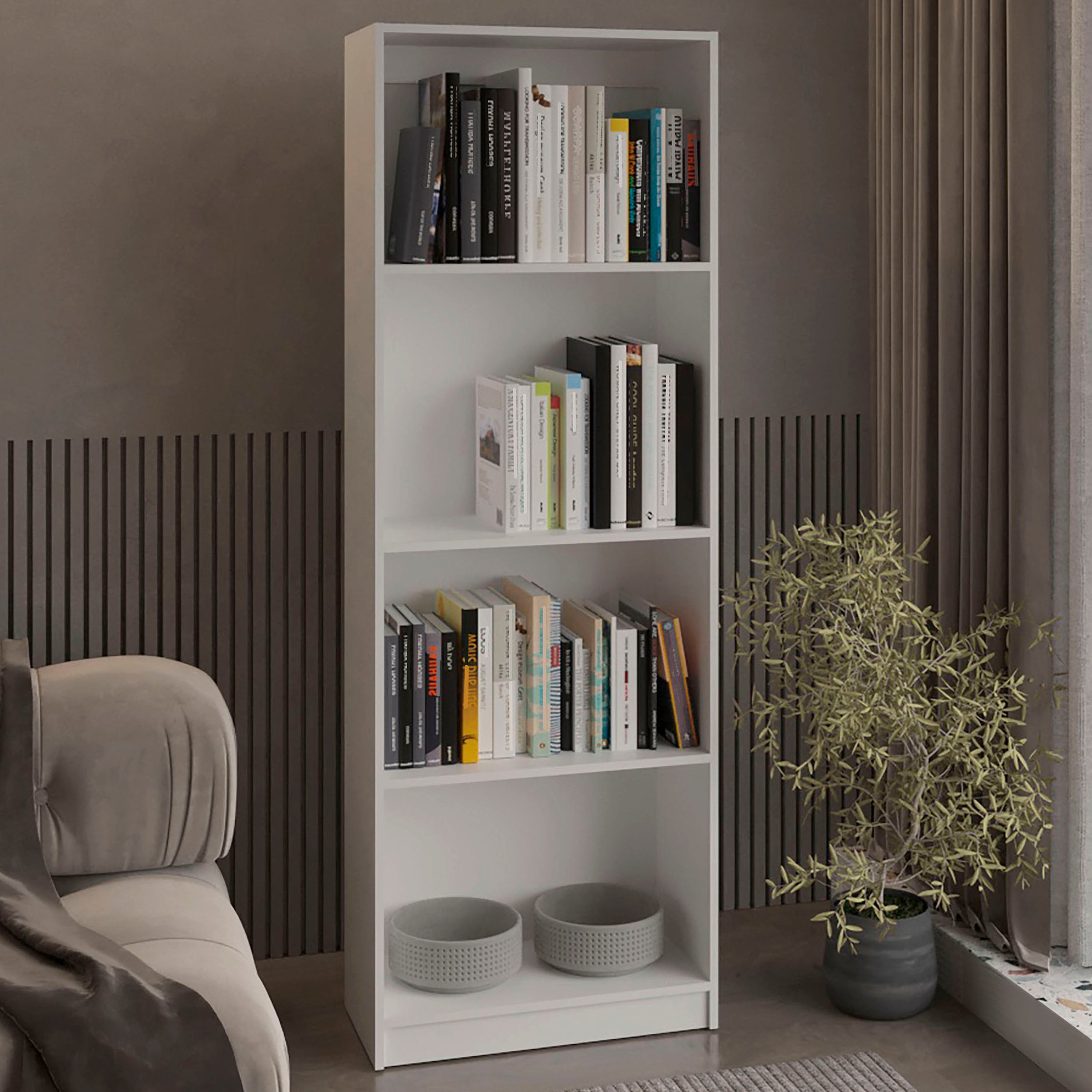 White Tier Storage Shelves Bookcase