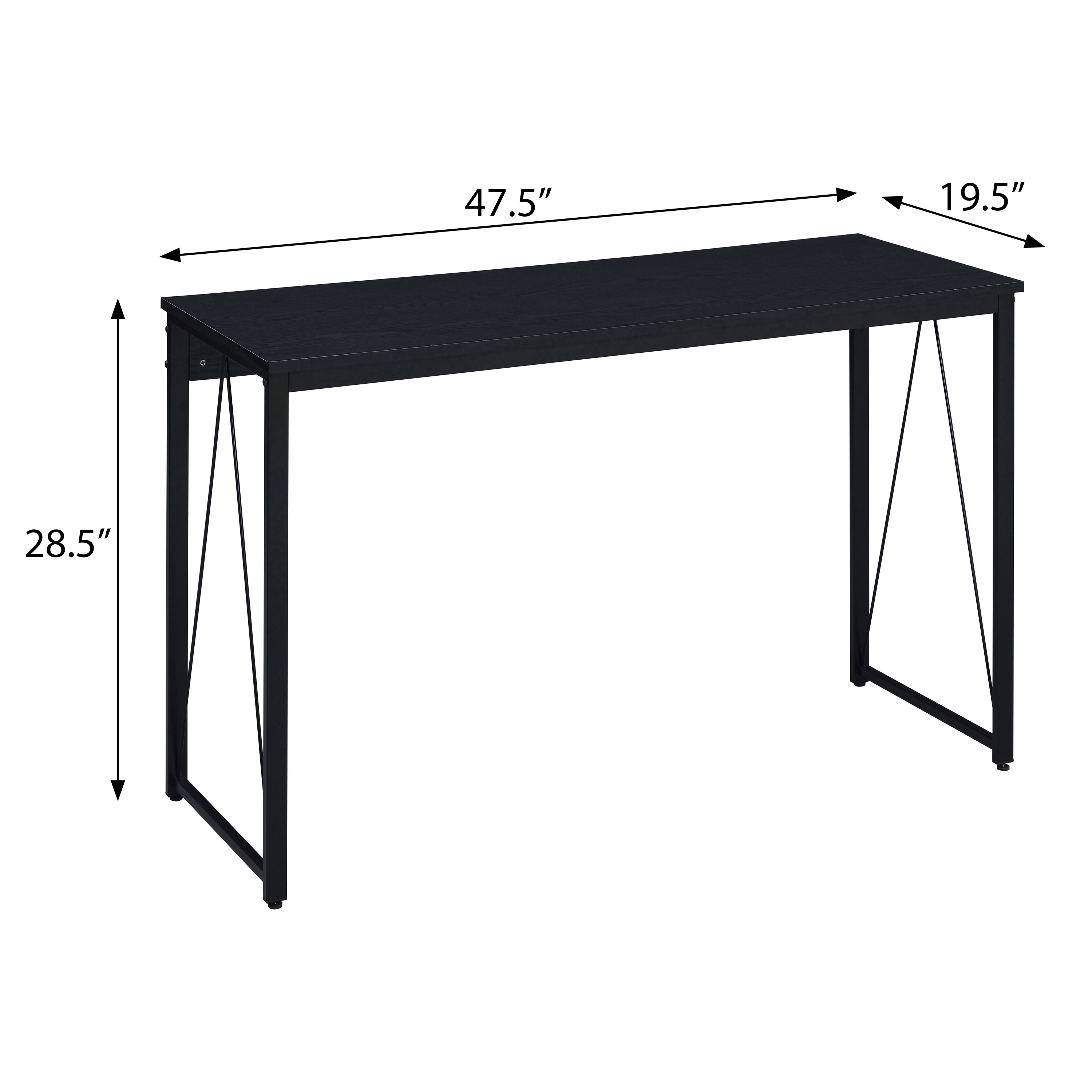 Black 47.5" Writing Desk with Metal Sled Base