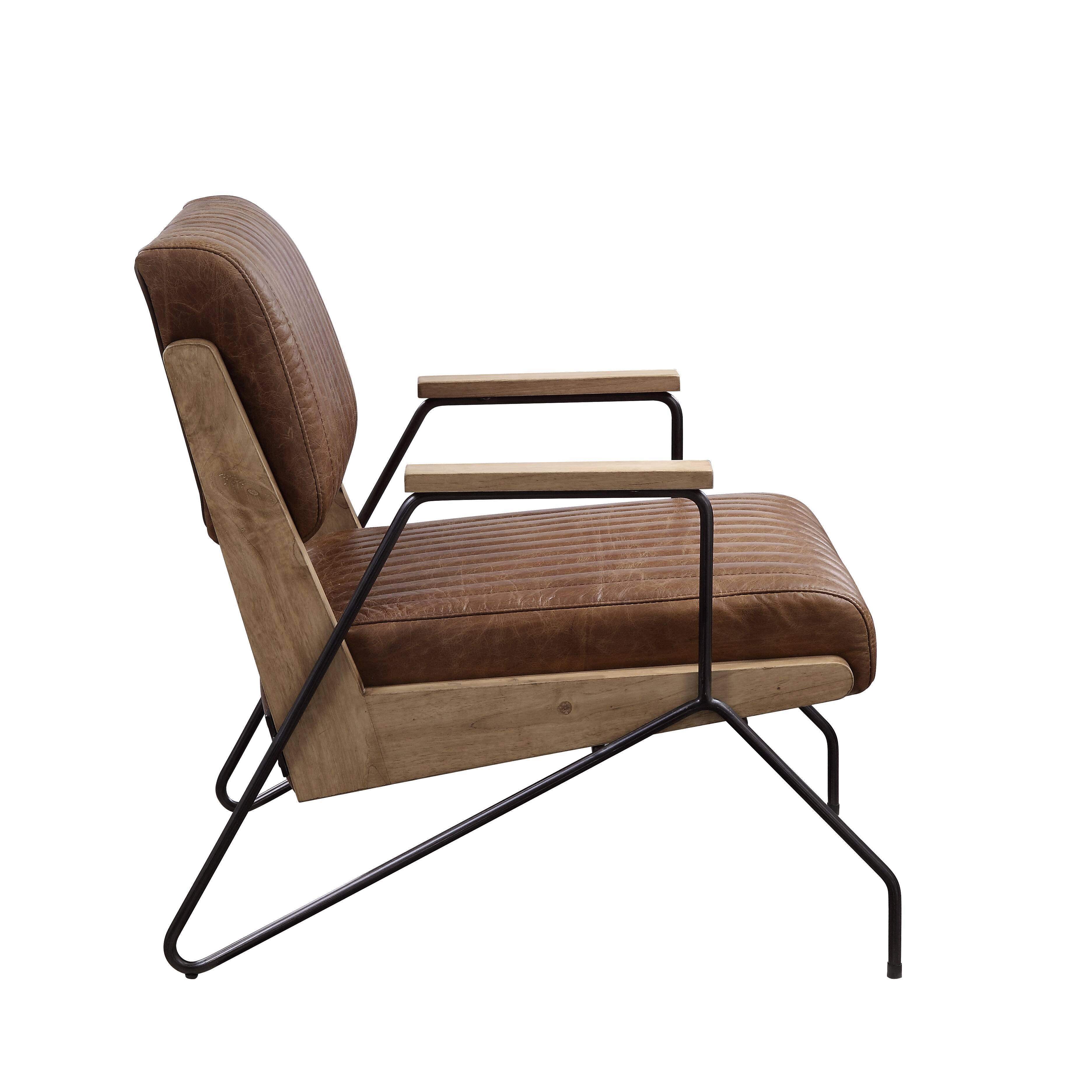 Cocoa and Matt Iron Accent Chair with Metal Leg