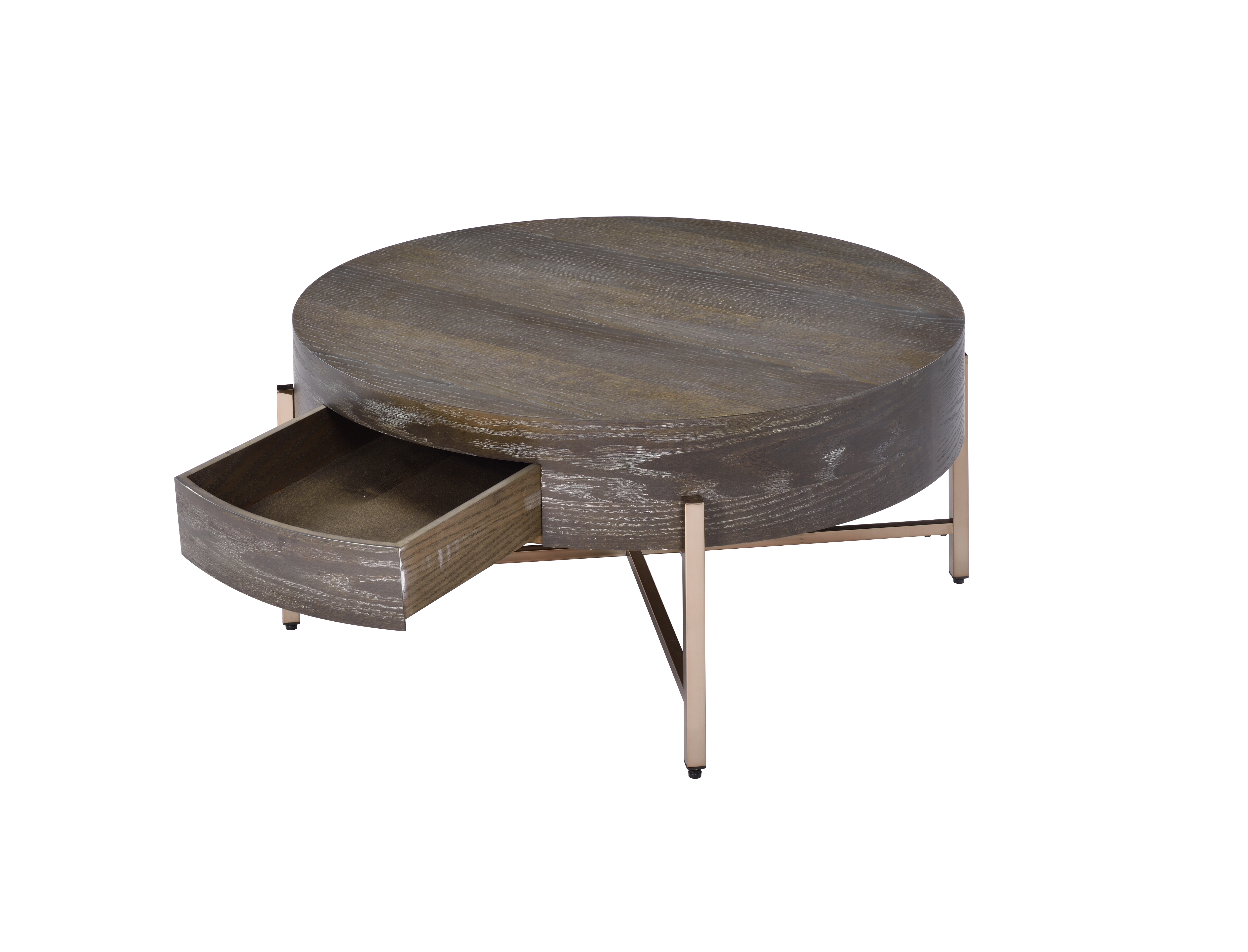 Light Brown and Champagne 1-Drawer Coffee Table