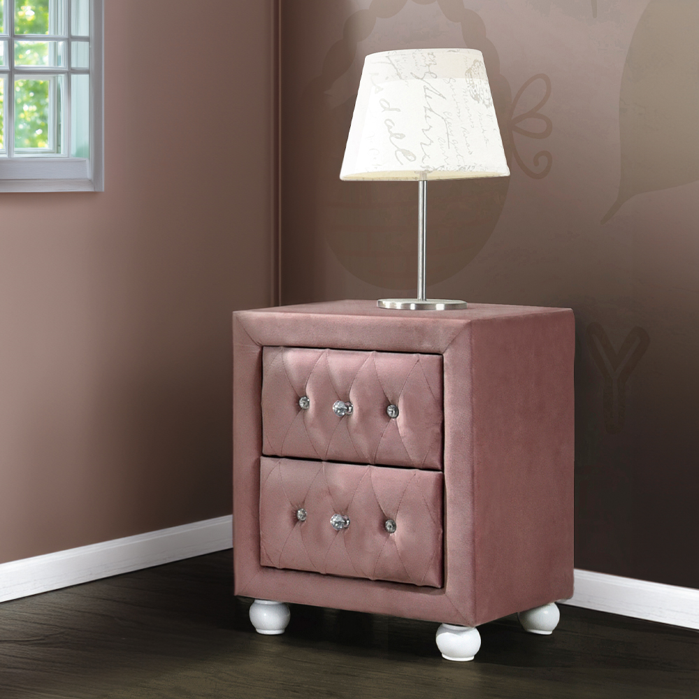 Pink 2-Drawer Nightstand