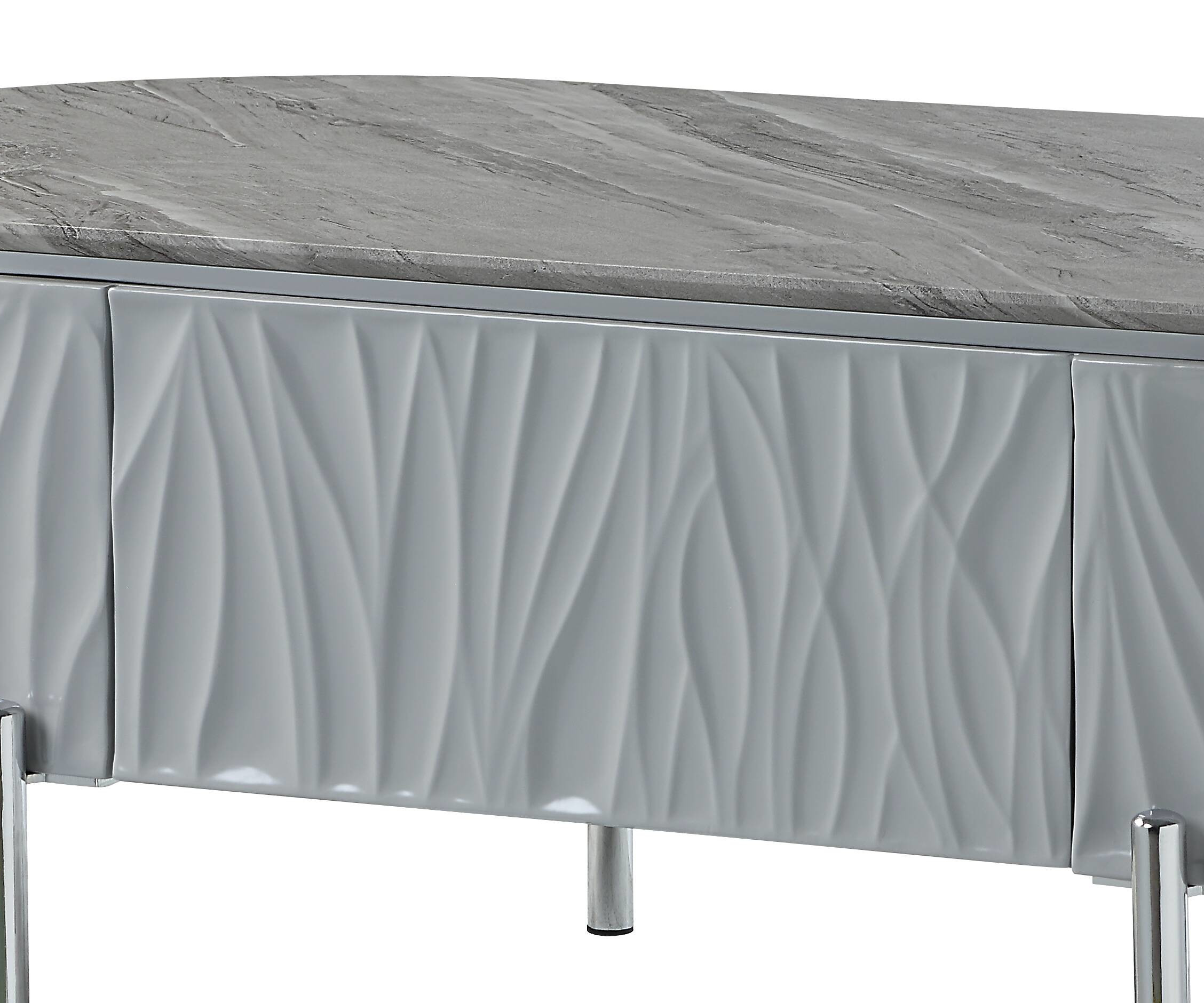 Grey High Gloss and Chrome Coffee Table