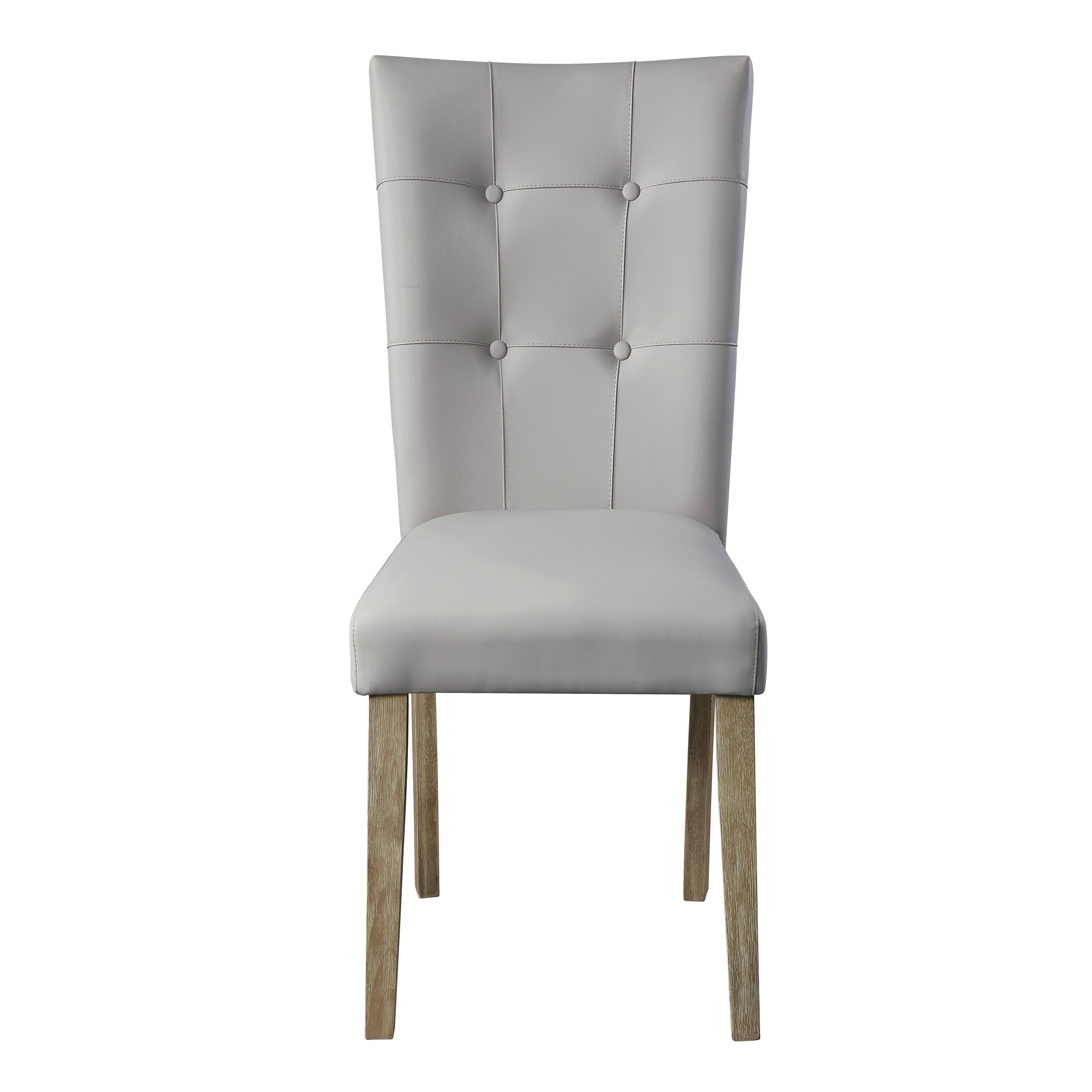 Grey and Oak Tufted Back Side Chairs (Set of 2)