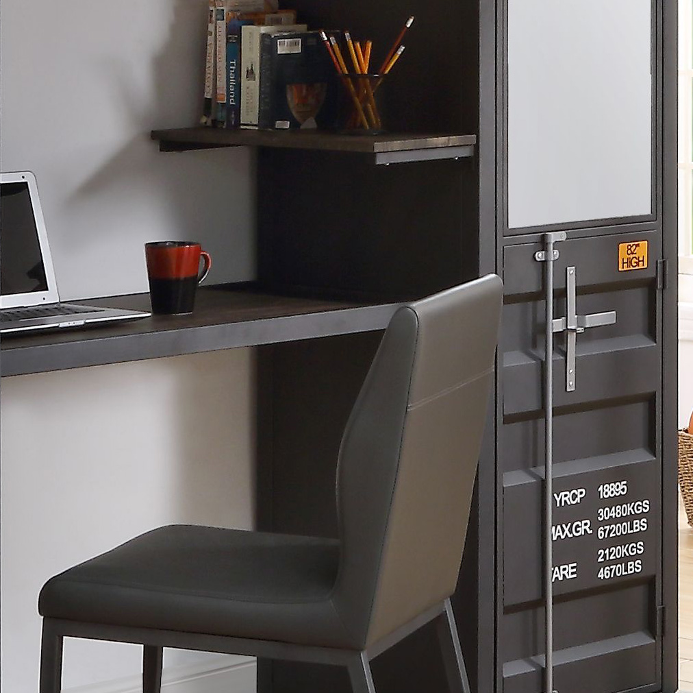 Grey and Gunmetal Chair with Metal Leg