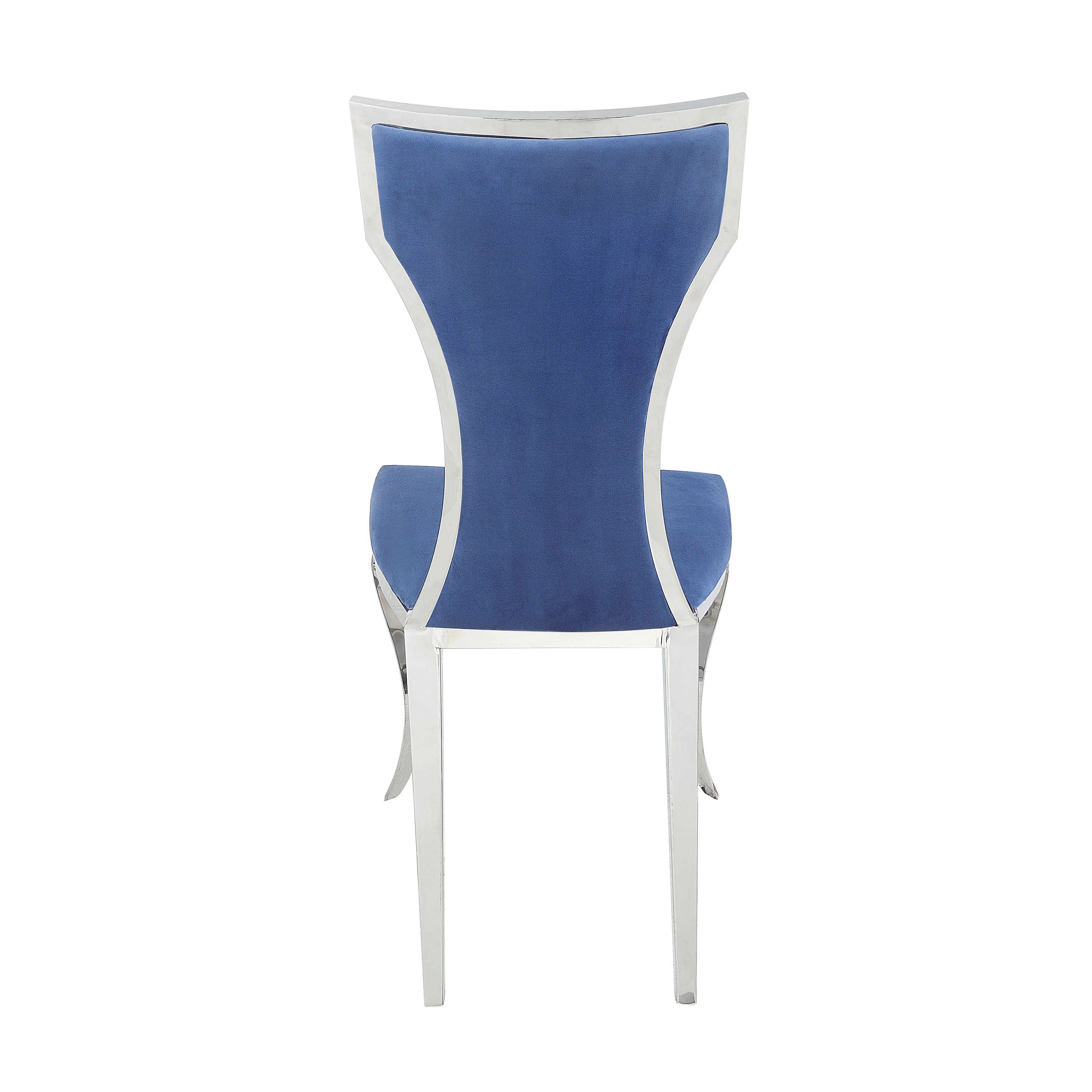 Blue and Silver Side Chairs with Metal Base (Set of 2)