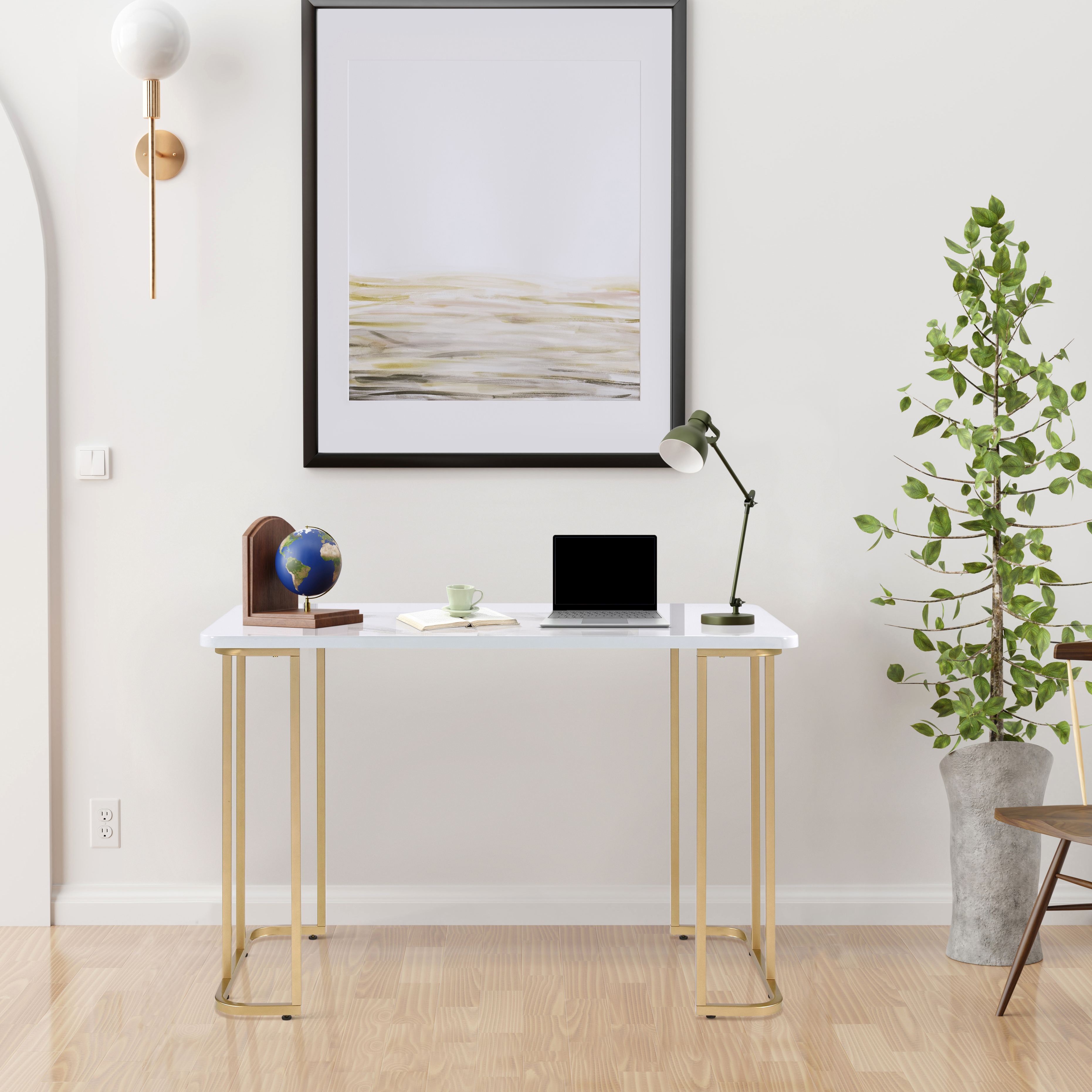 White and Gold Writing Desk