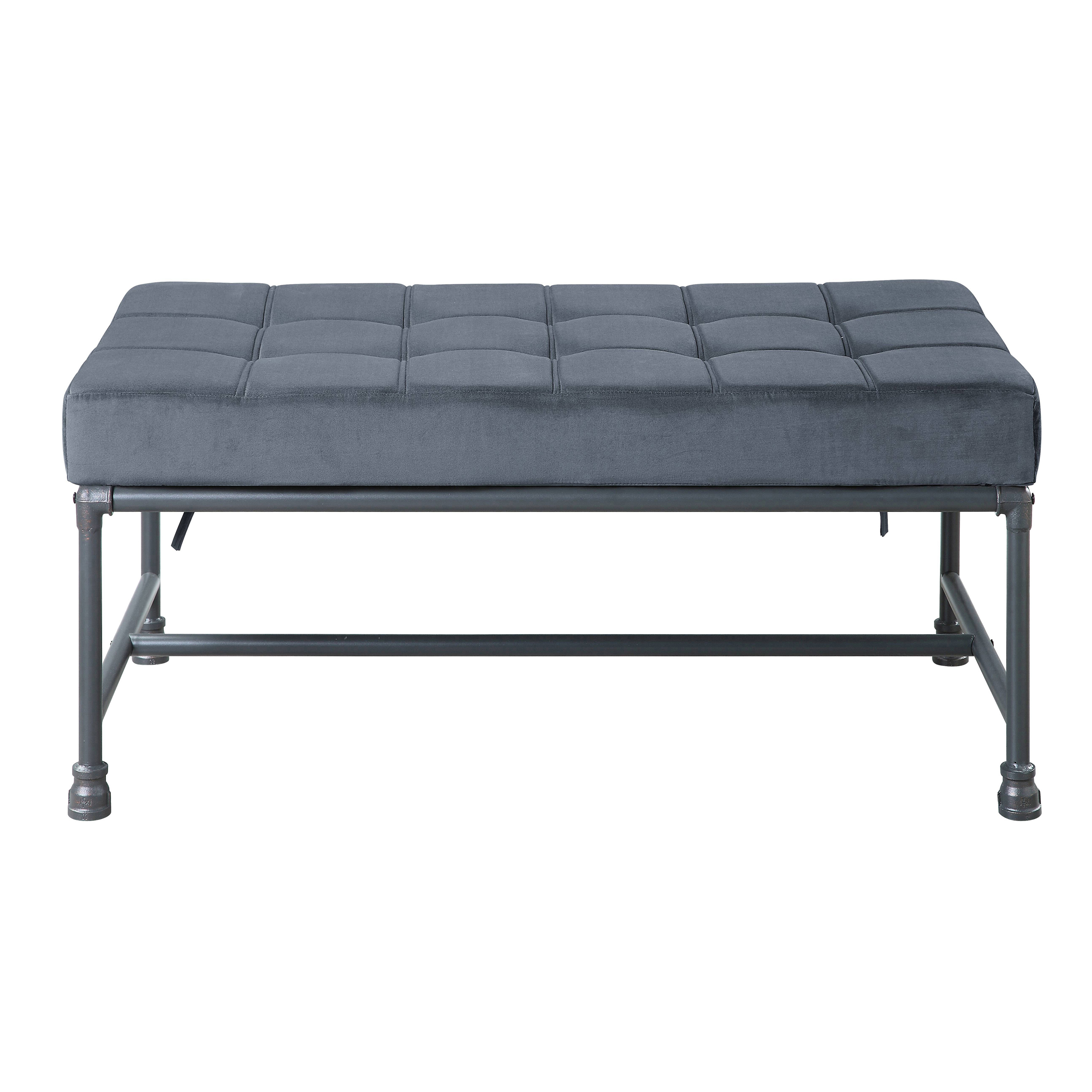 Grey and Sandy Grey Tufted Bench