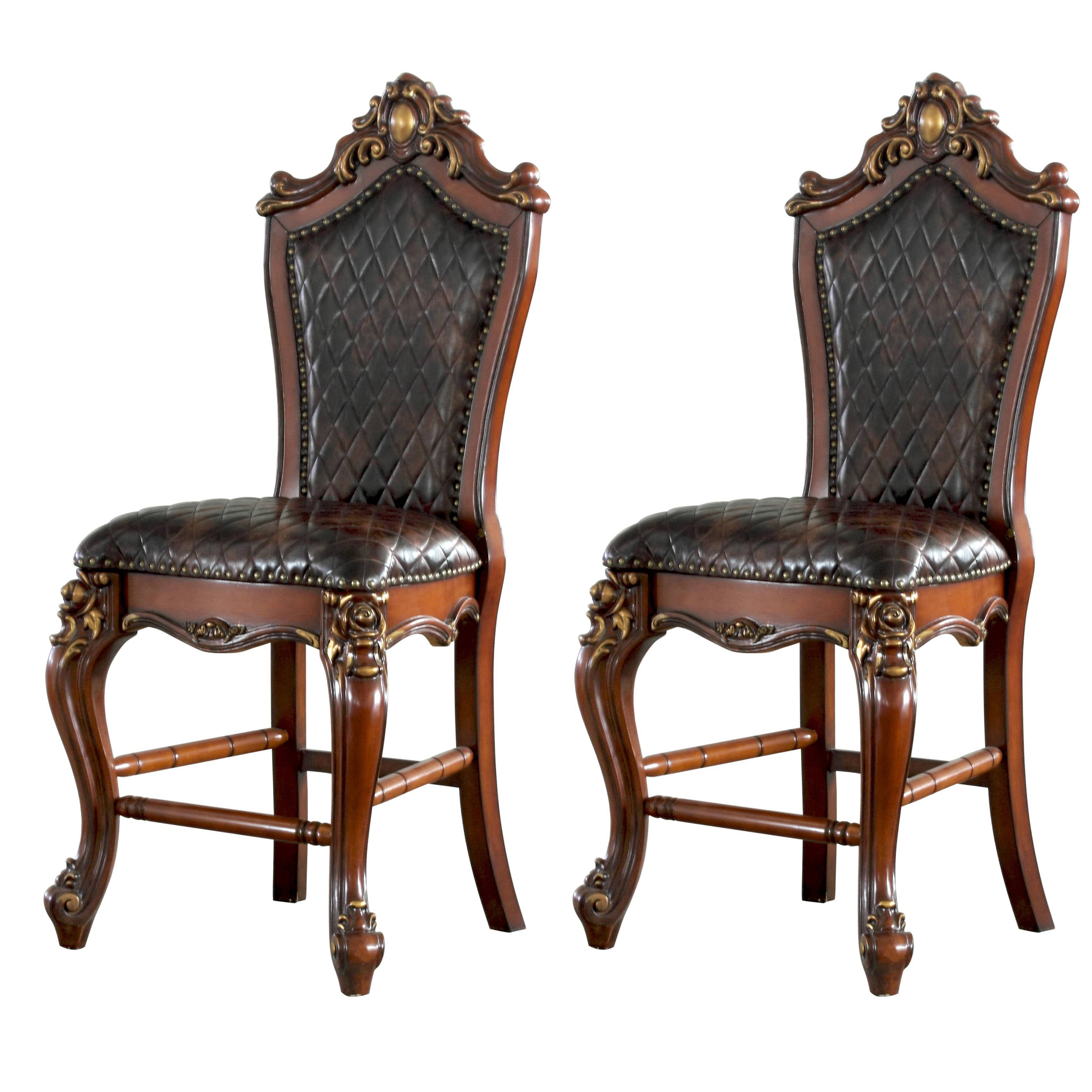 Chocolate and Honey Oak Armless Counter Height Chairs (Set-2)