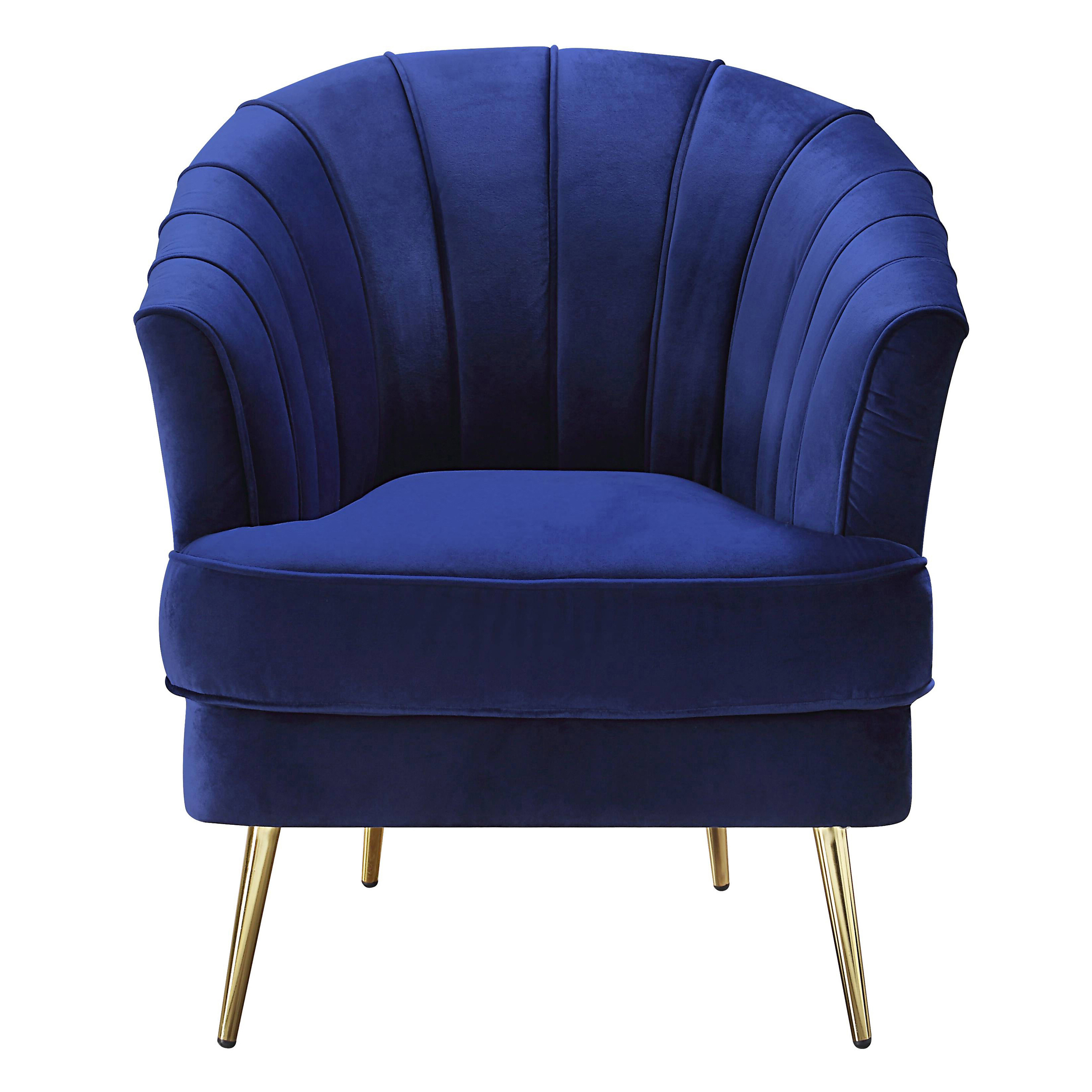 Blue and Gold Tufted Back Accent Chair