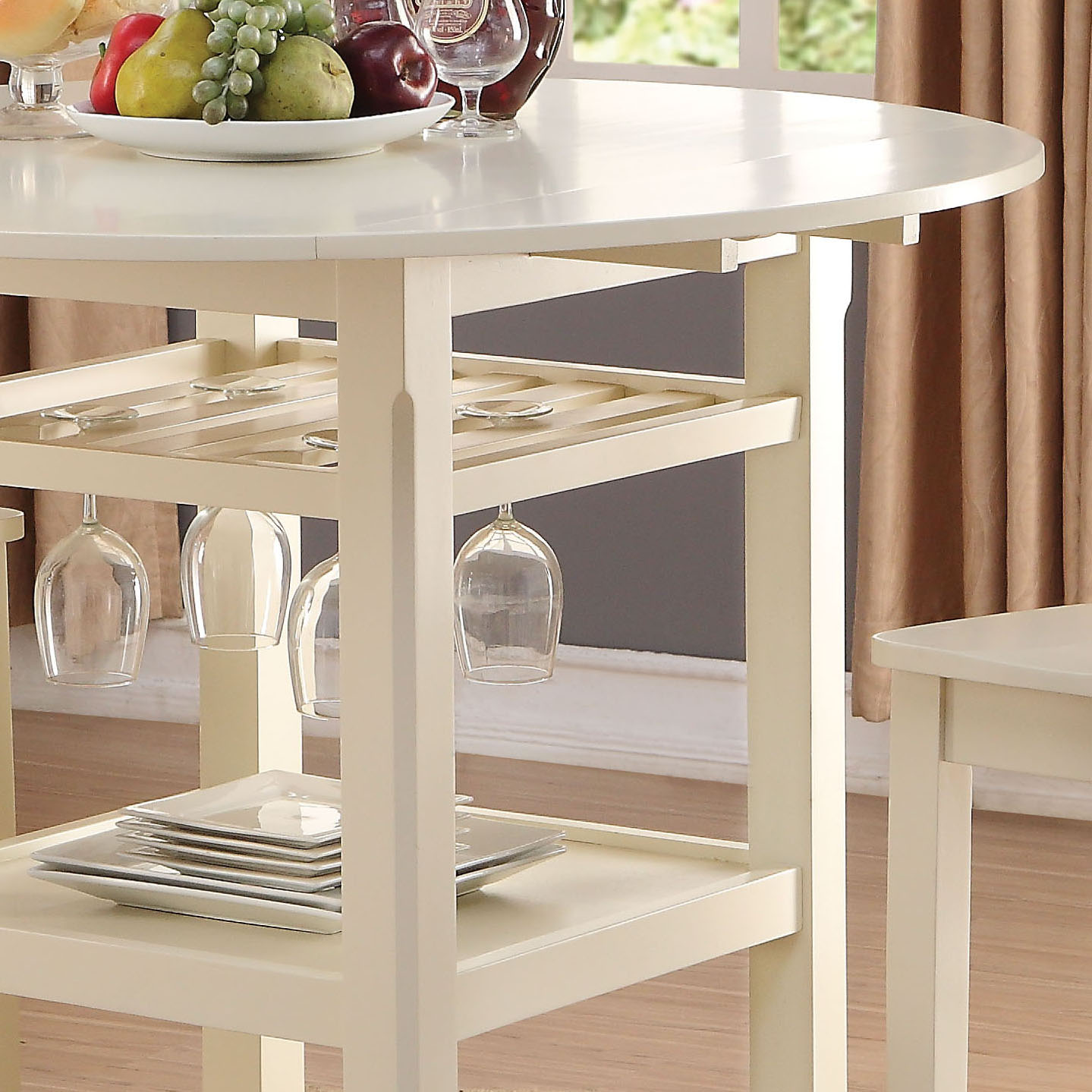 Cream 2-Shelf Counter Height Table