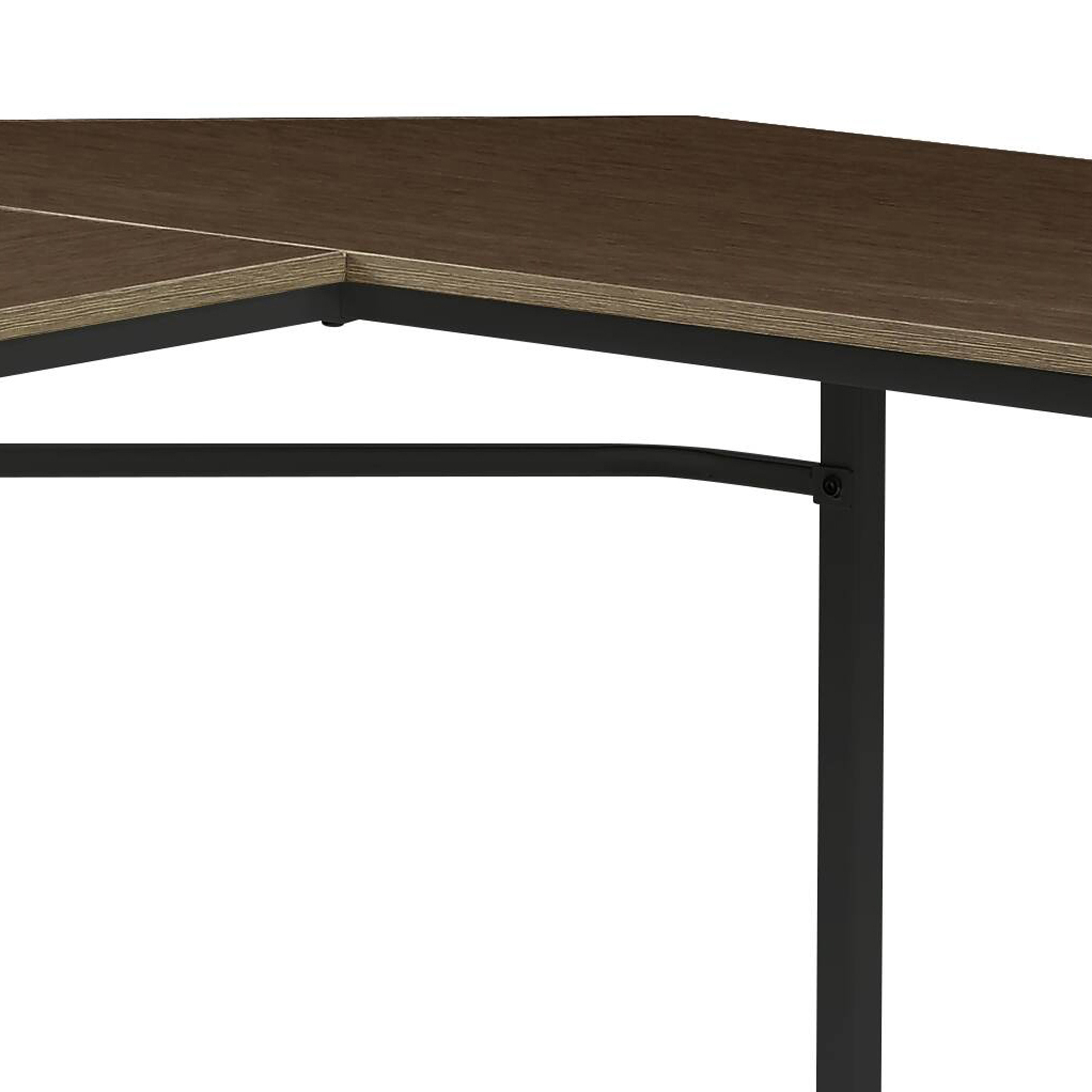 Oak and Black L-shape Computer Desk