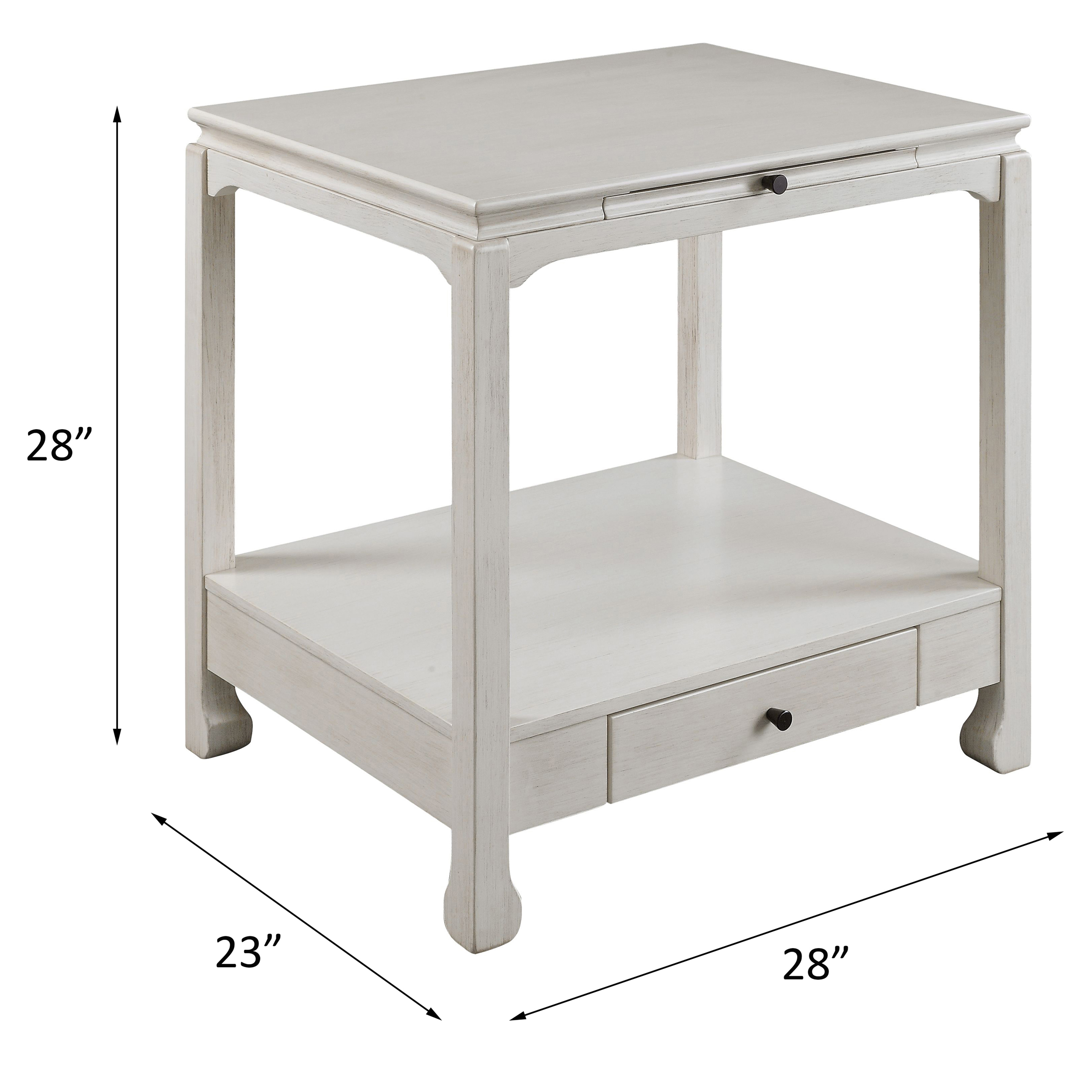 Antique White 2-Drawer Accent Table with Shelf