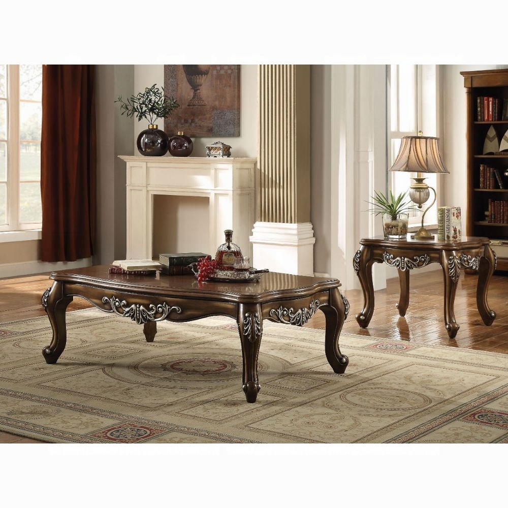 Antique Oak Coffee Table with Queen Anne Legs