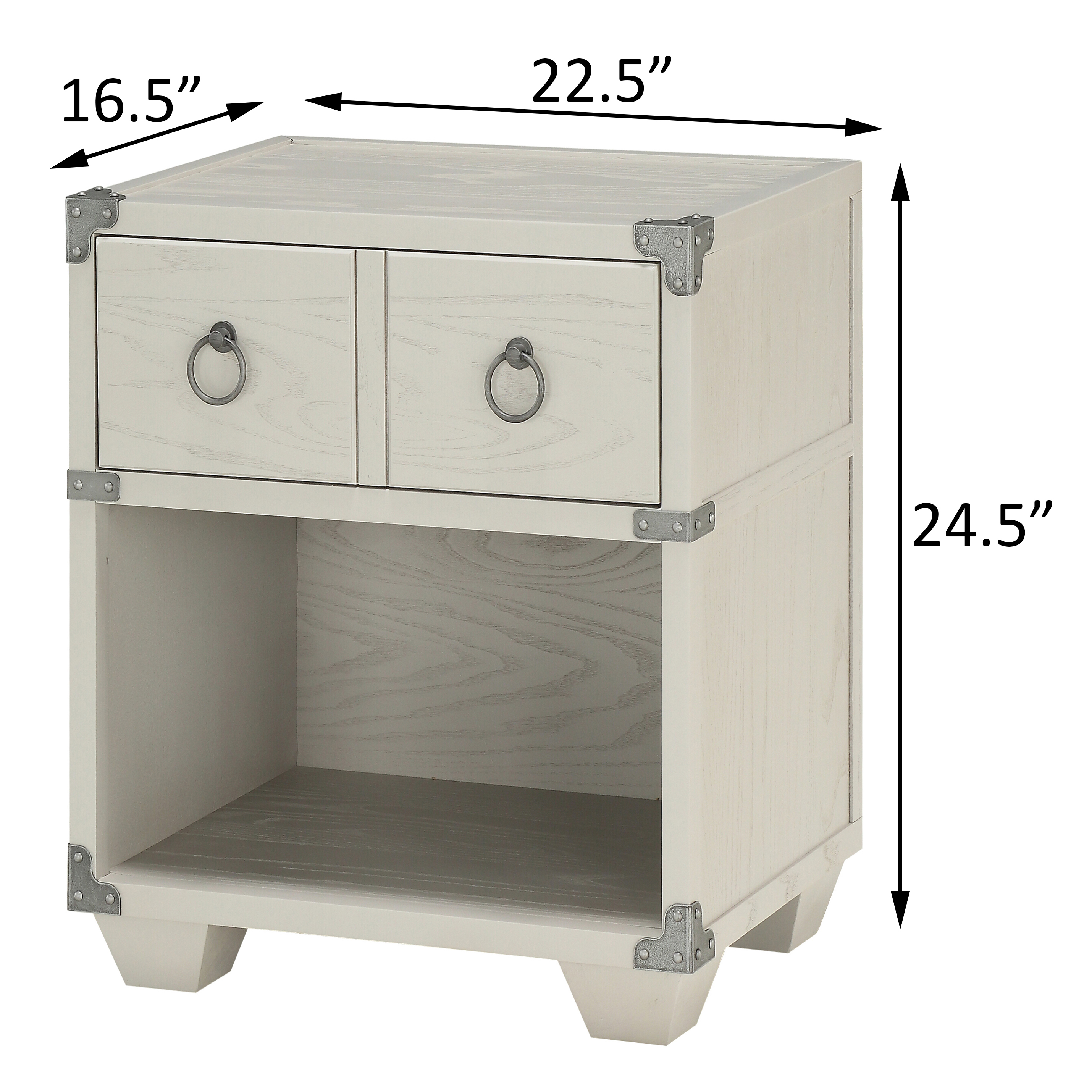 Grey 1-drawer Nightstand