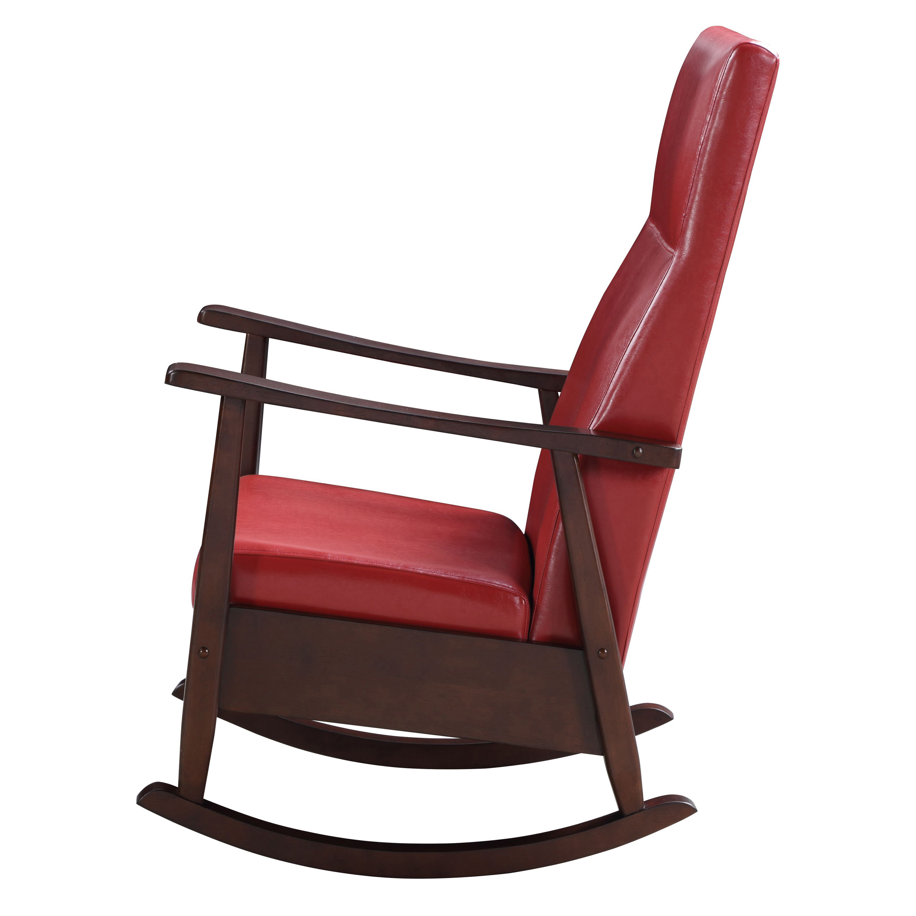 Red and Espresso Tight Cushion Rocking Chair