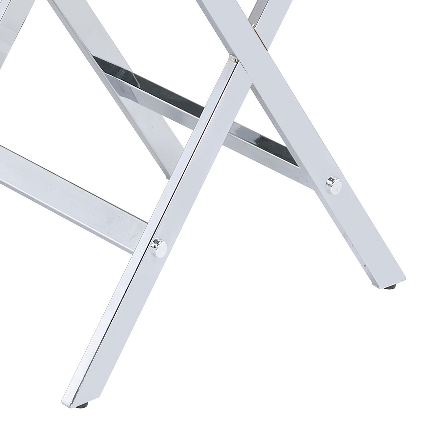 White and Chrome 1-Drawer Rectangular Accent Table