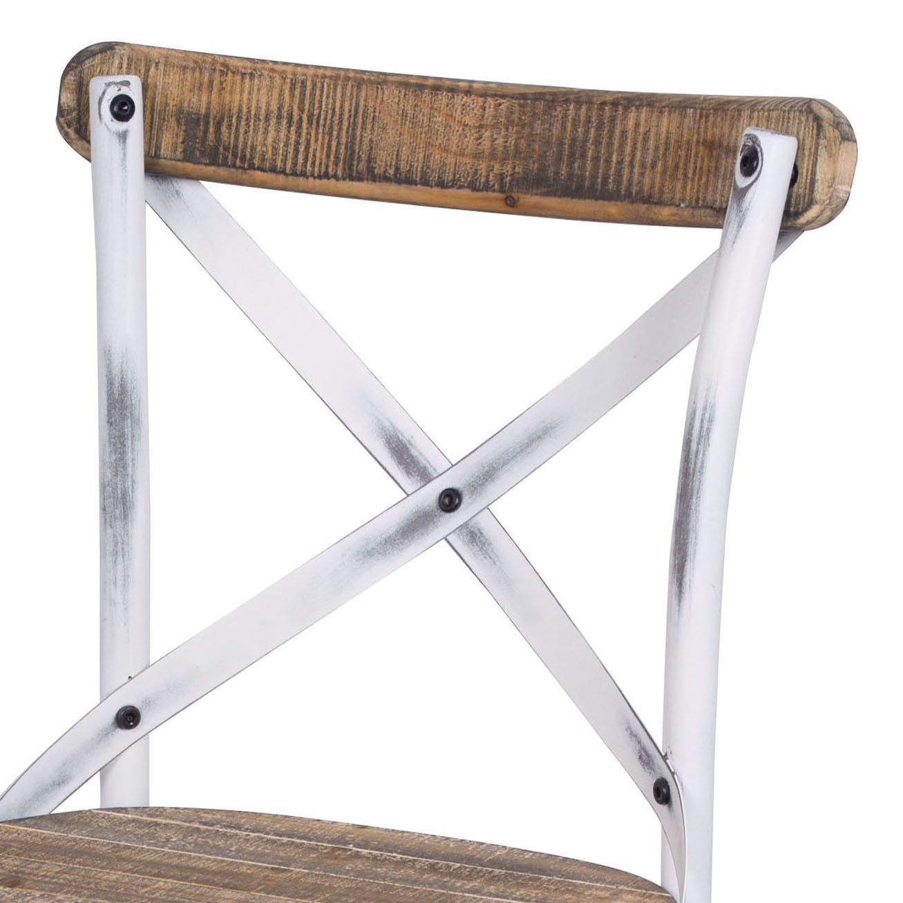 Antique White and Antique Oak Bar Stool with Cross Back