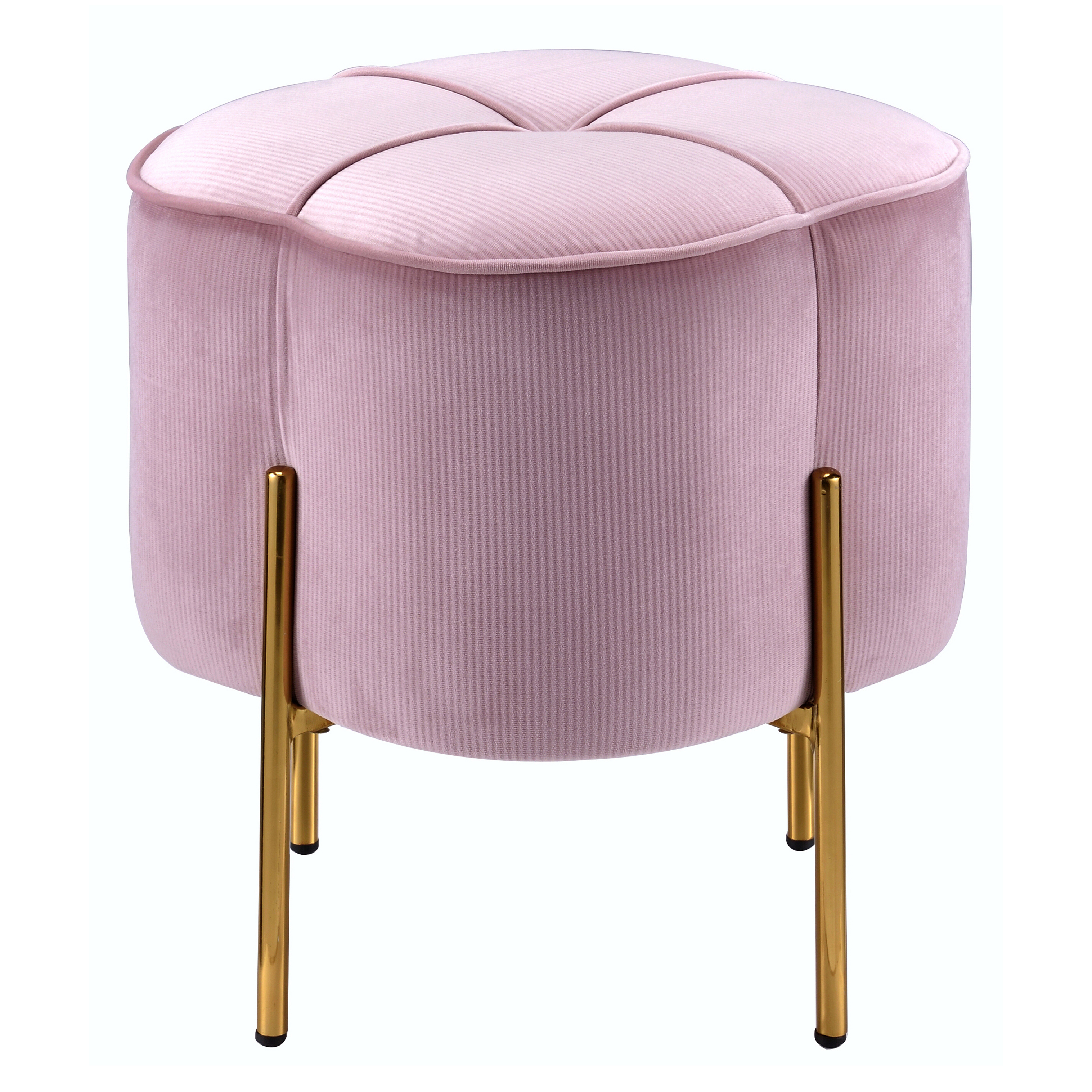 Blush Pink and Gold Round Ottoman