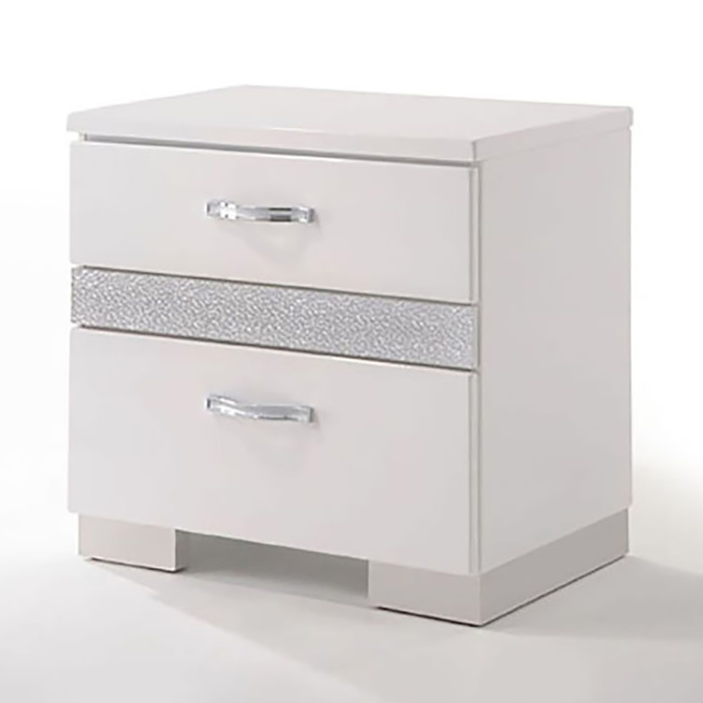 White High Gloss 3-Drawer Nightstand