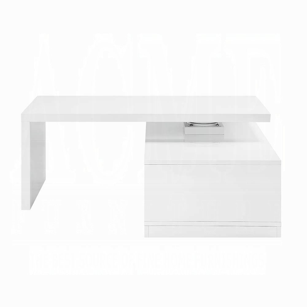 White and Black High Gloss Coffee Table with Swivel Top