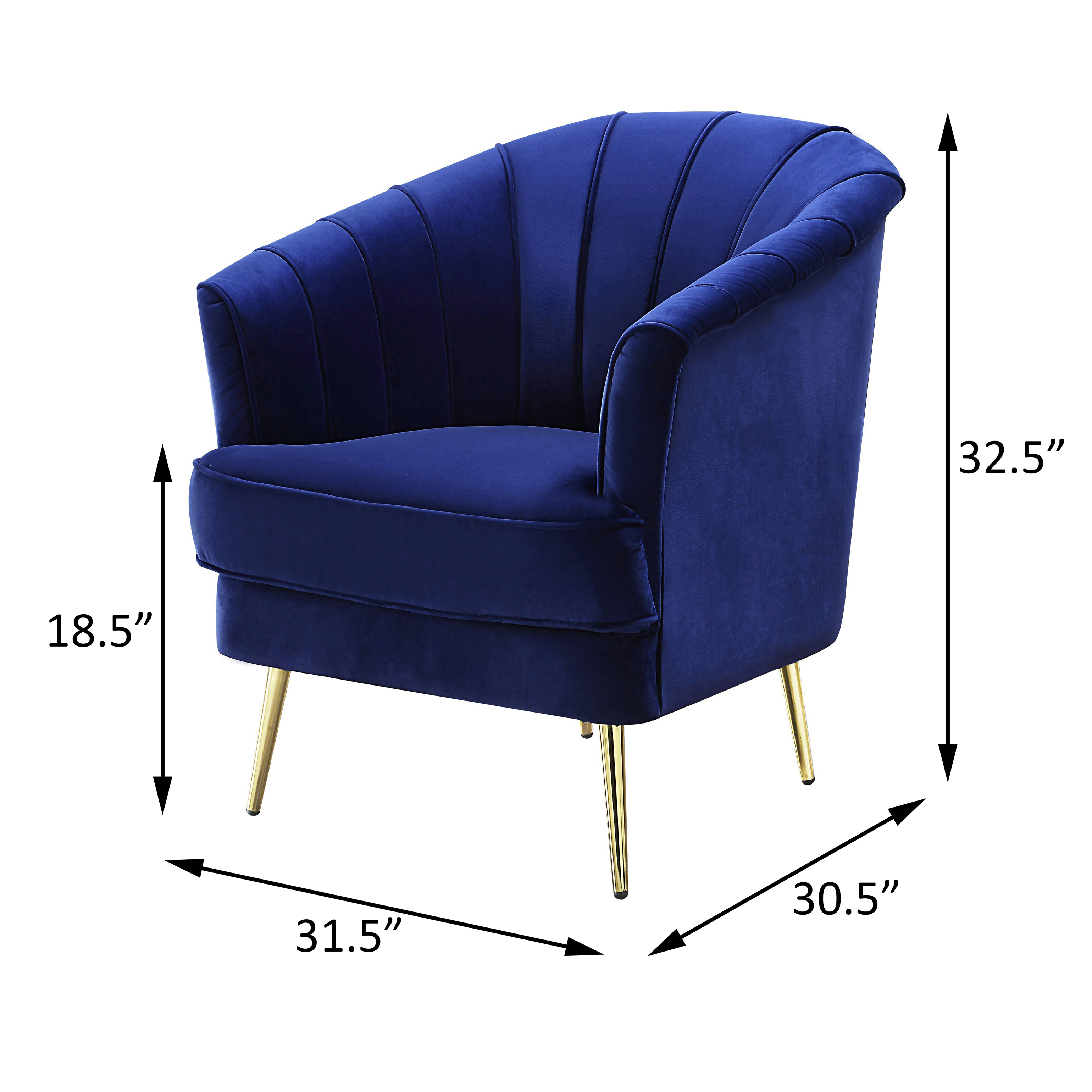 Blue and Gold Tufted Back Accent Chair