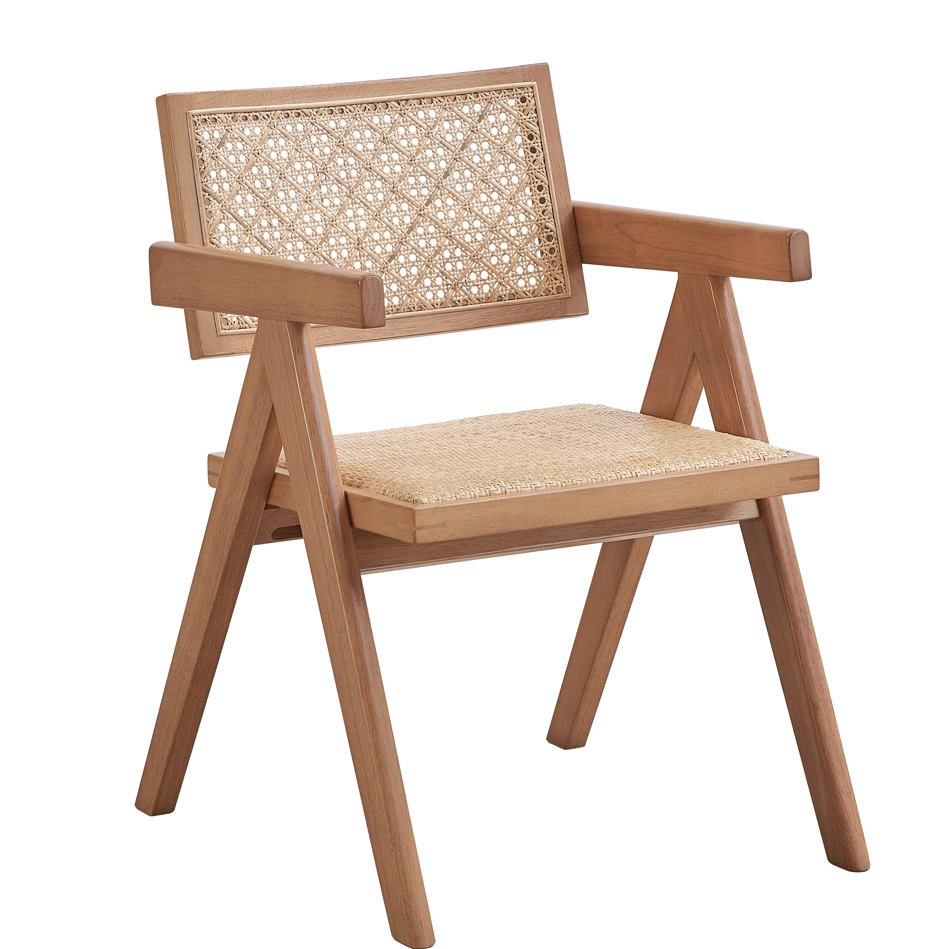 Beige and Natural Arm Chair (Set of 2)