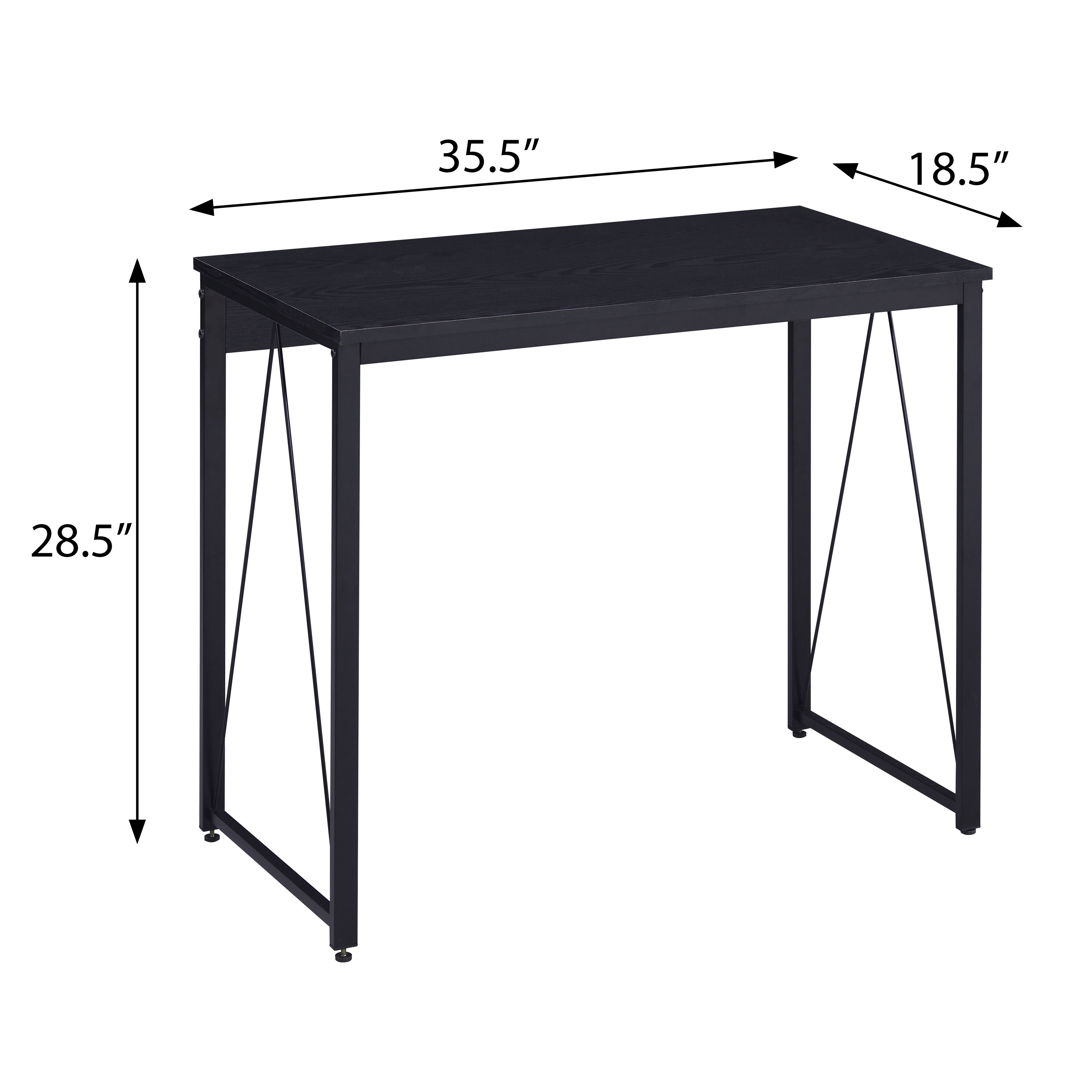 Black 35.5" Writing Desk with Metal Sled Base