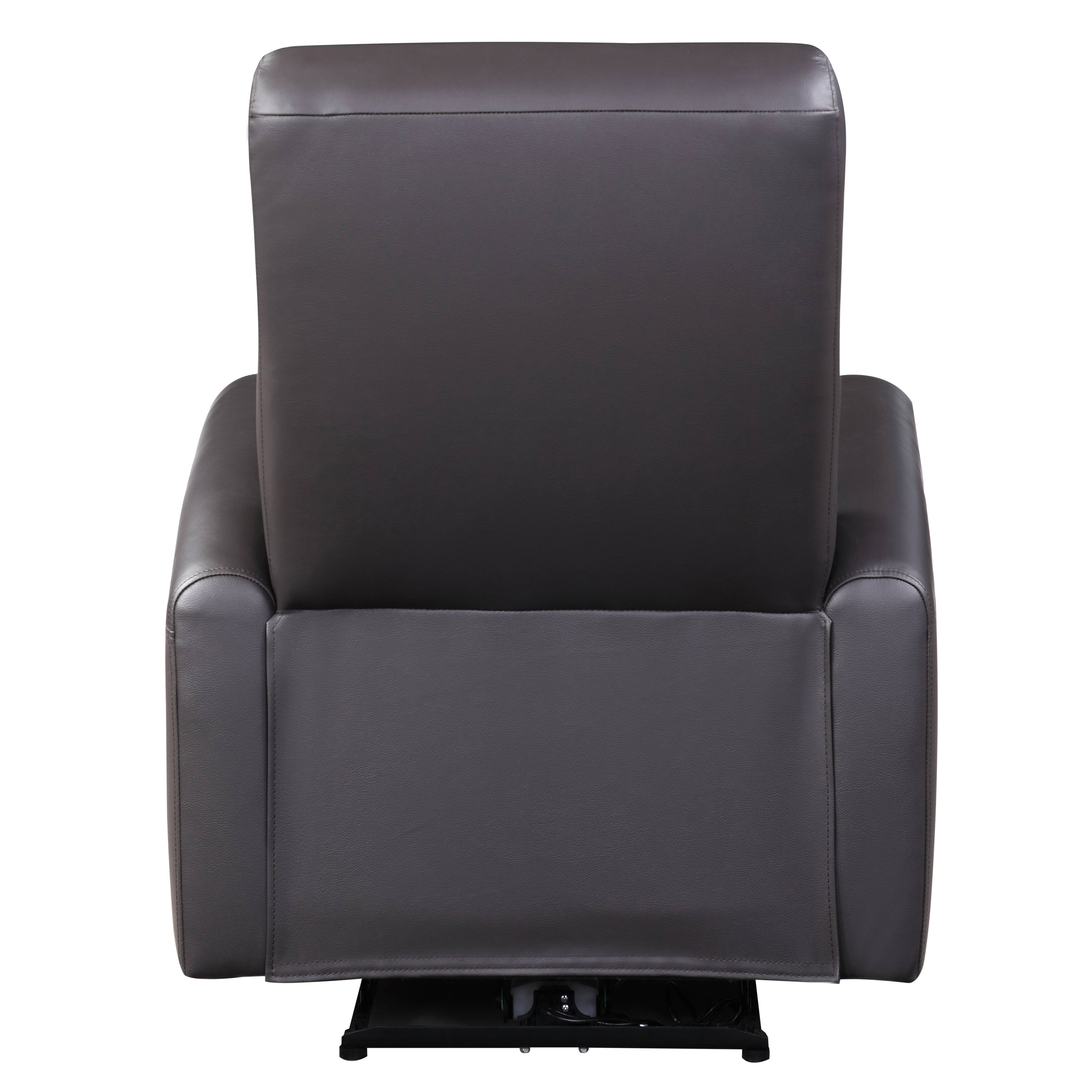 Brown Power Recliner with Square Armrest