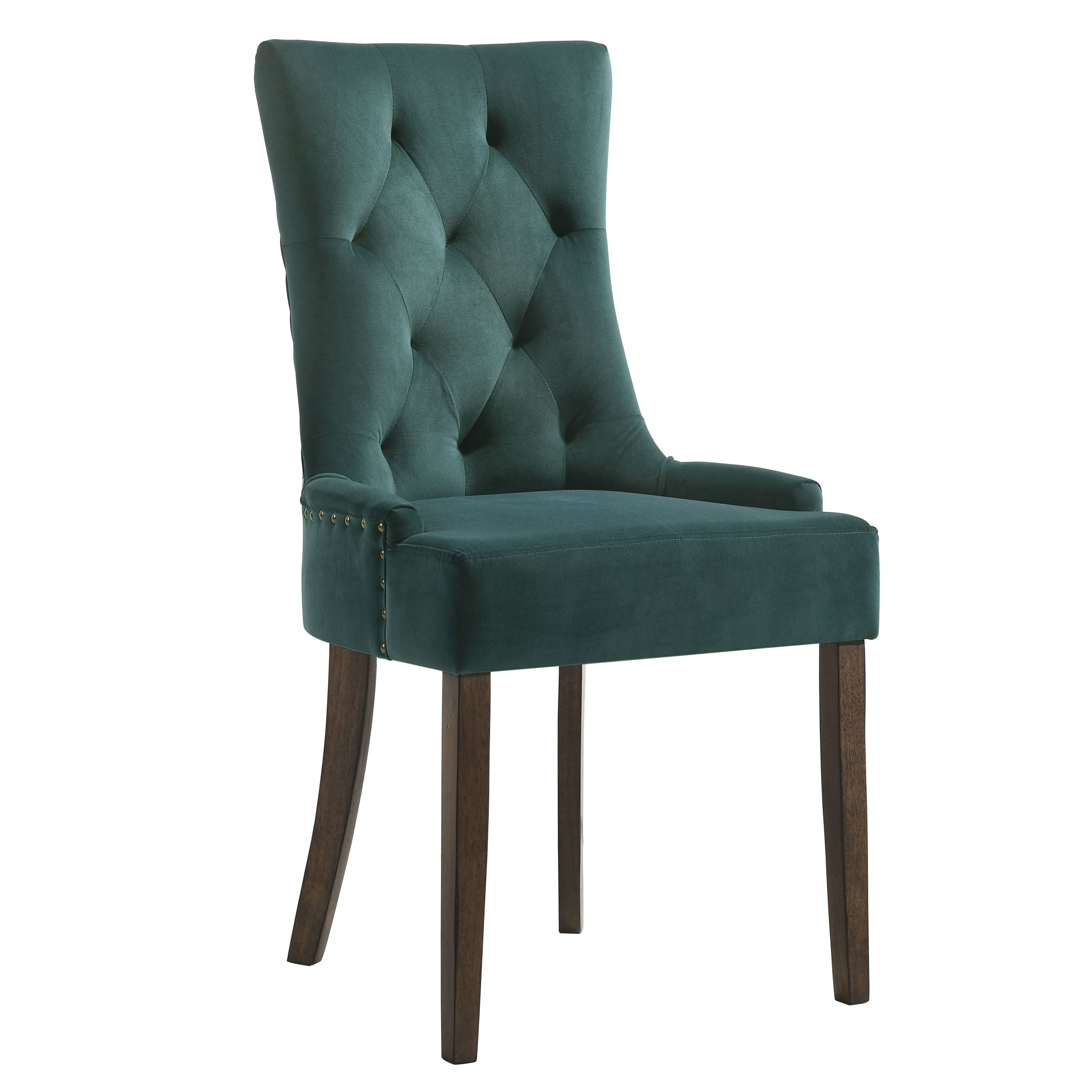 Green and Weathered Oak Tufted Back Side Chairs (Set of 2)