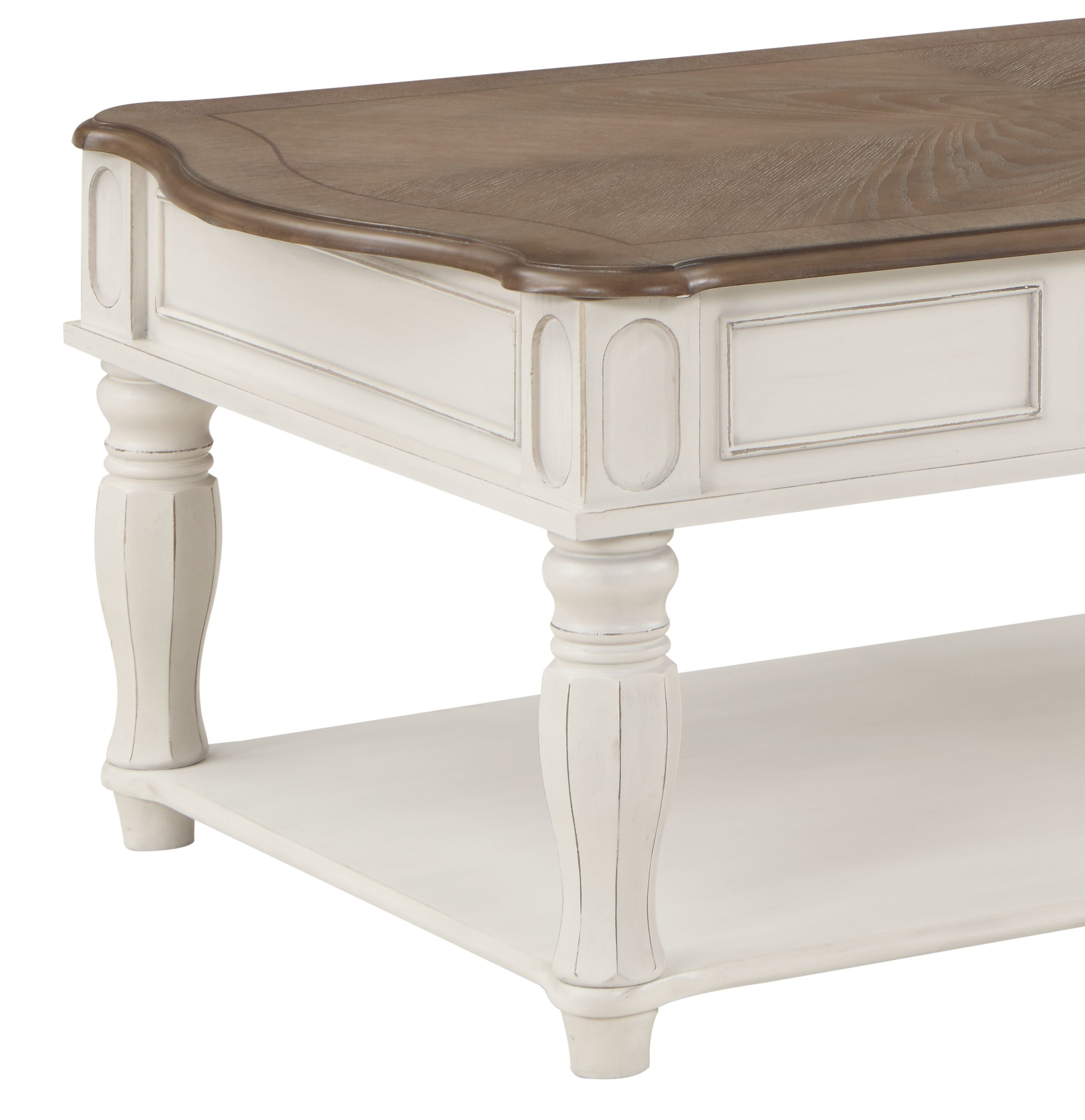 Oak and Antique White Coffee Table with Lift Top