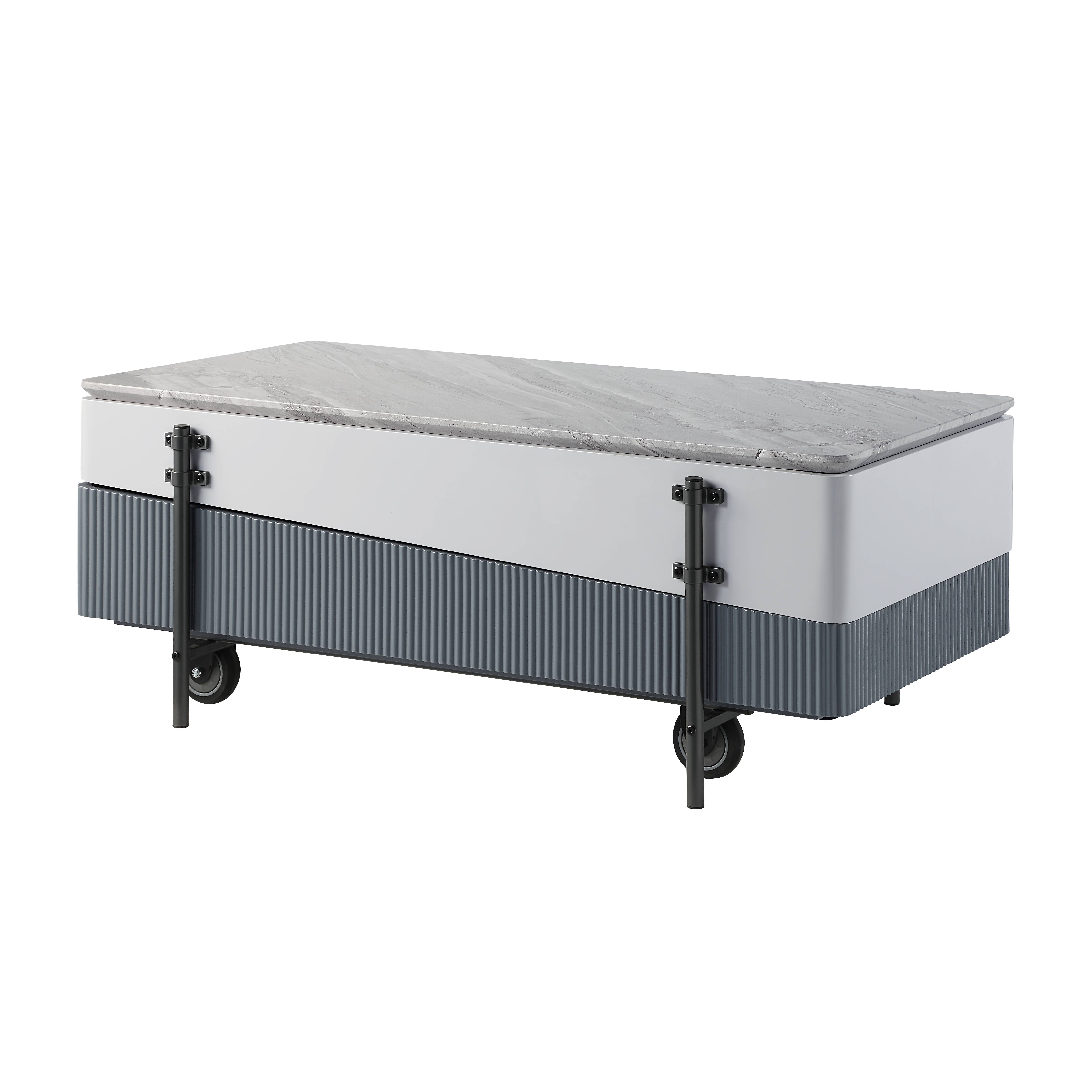 Grey and White High Gloss Coffee Table with Lift Top